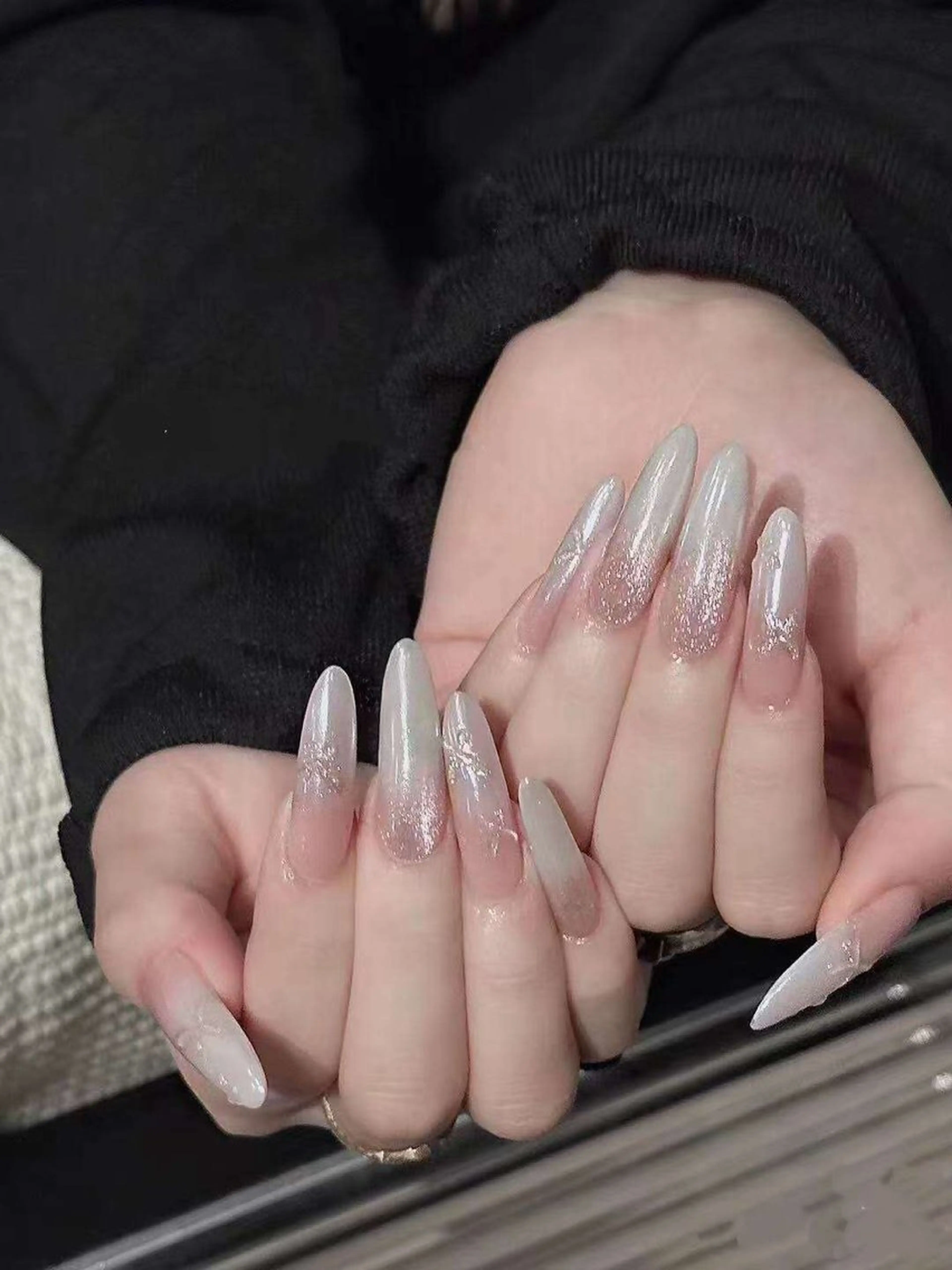 ネイル フラワーネイル フレンチネイル ジェルネイル ガラスフレンチ ハート ハンドネイル BabyYouMi ねねのネイルデザイン