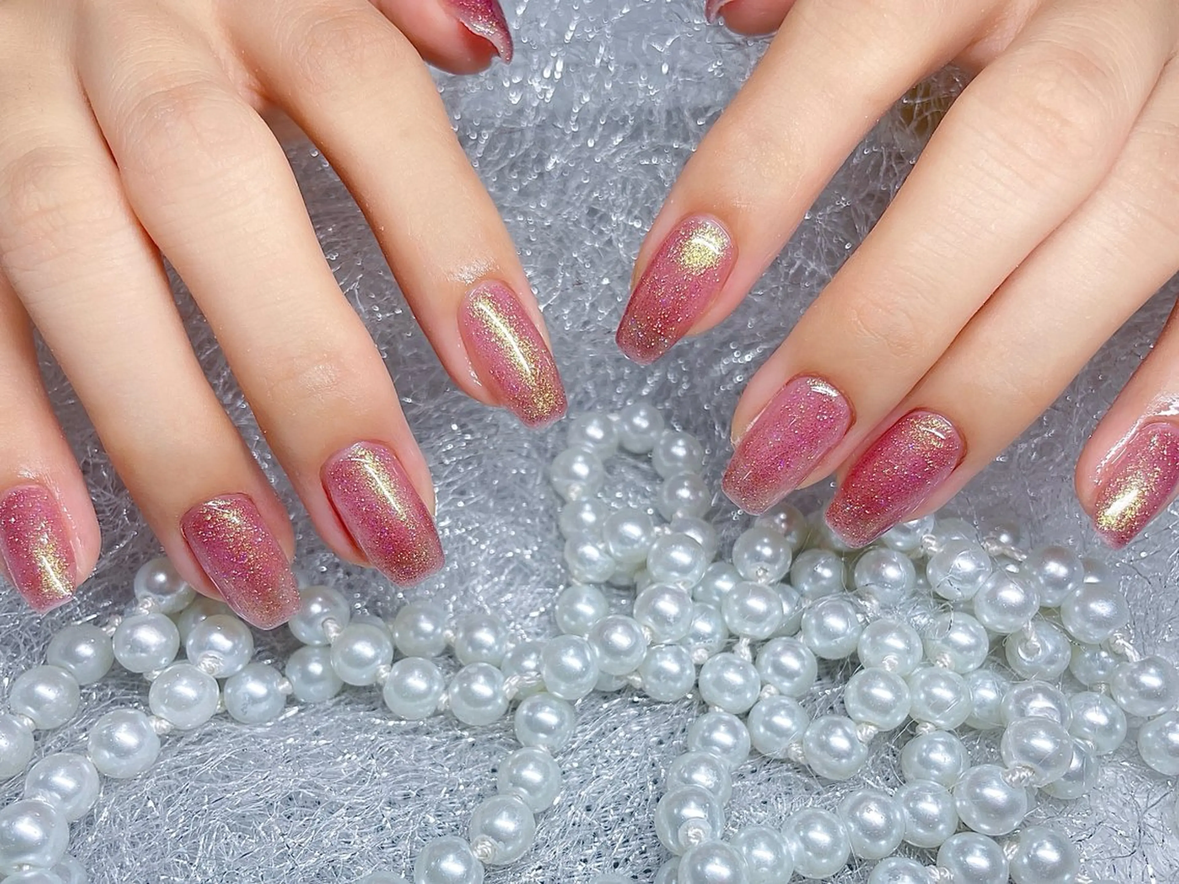 ネイル 長さ出し フットネイル フレンチネイル ジェルネイル ガラスフレンチ More Glam渋谷店のネイルデザイン