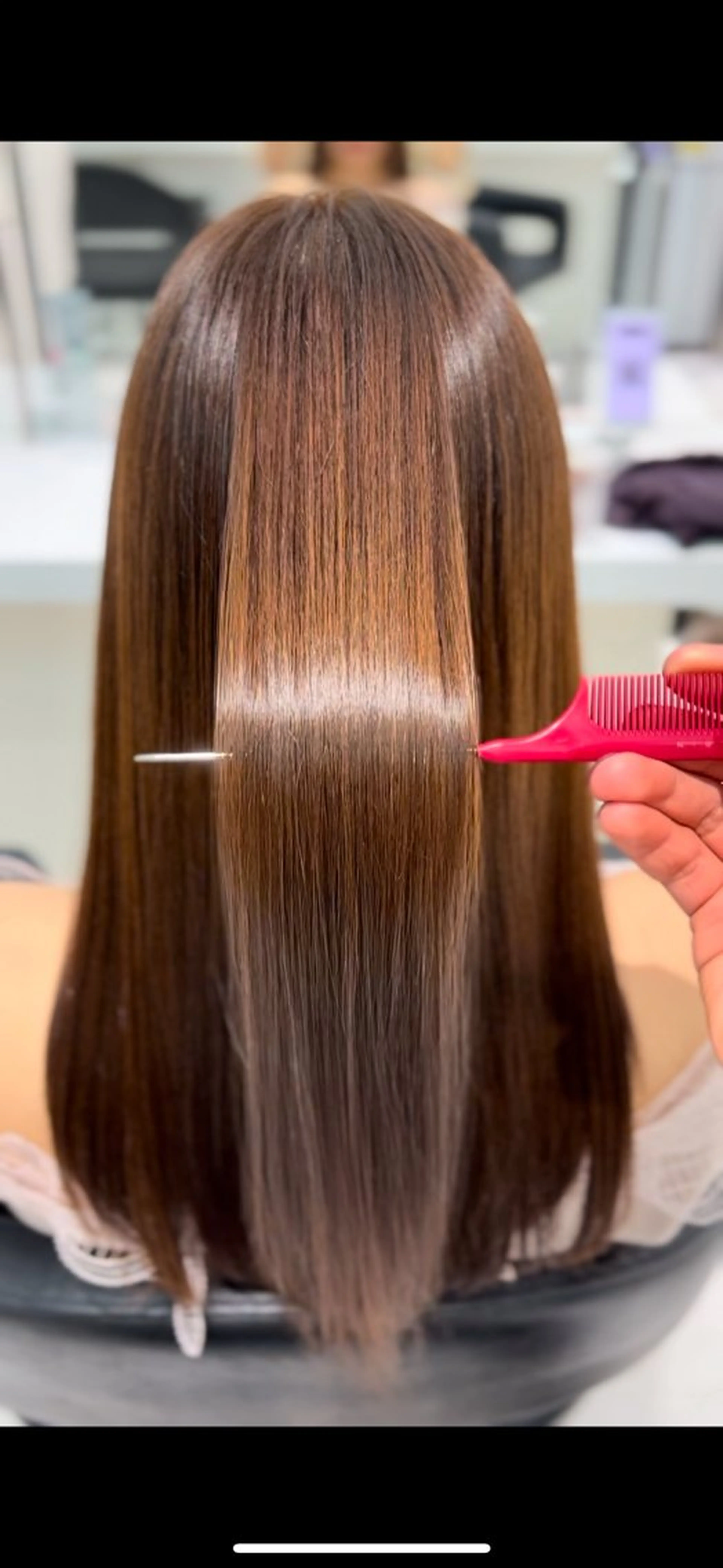 ロング カラー ヘアカラー 縮毛矯正 トリートメント ブリーチなし透明感 ×縮毛矯正🤍ユウのヘアスタイル