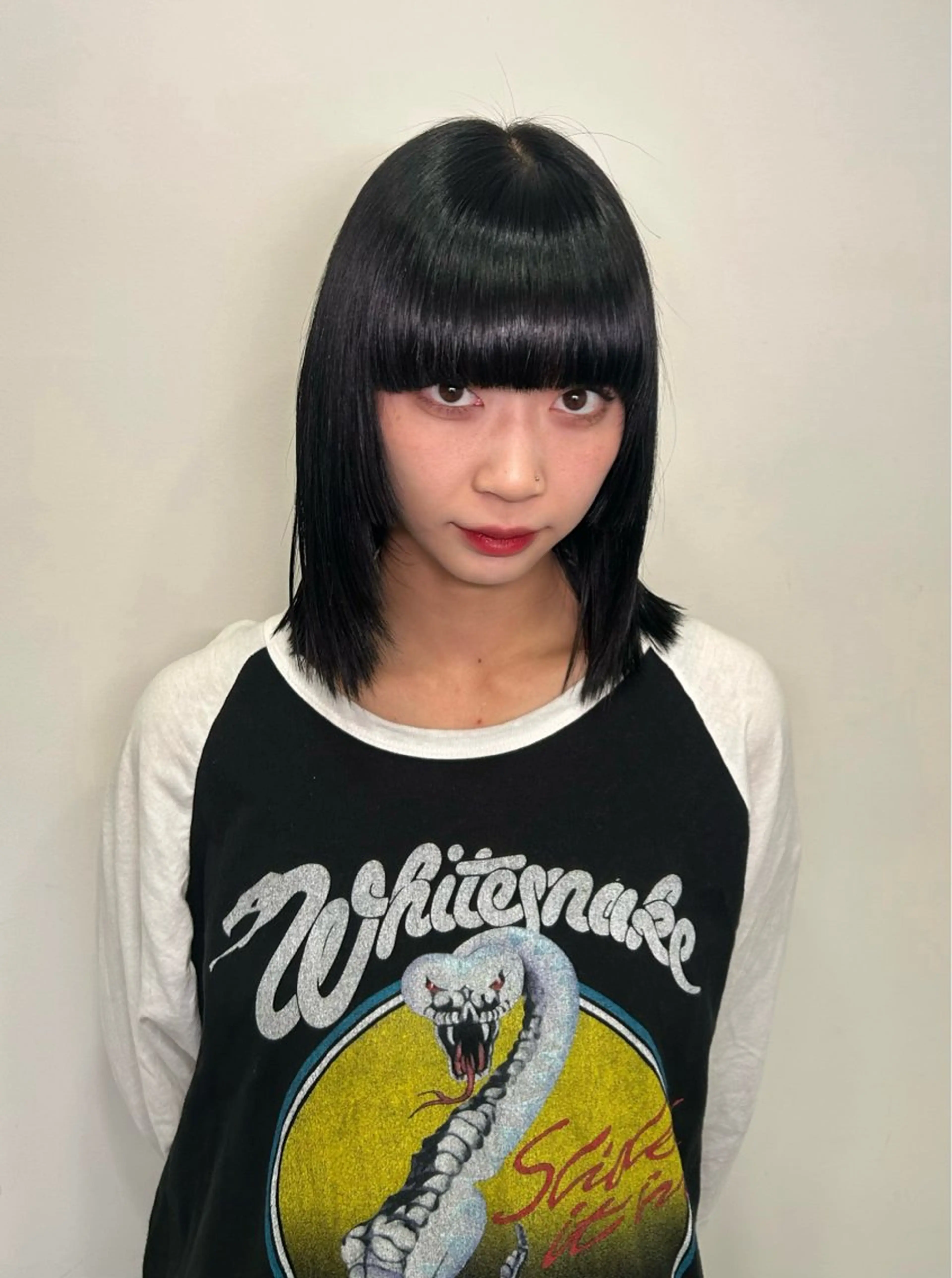 ミディアム 姫カット ヘアカラー チナツ/透明感カラー /酸性縮毛のヘアスタイル