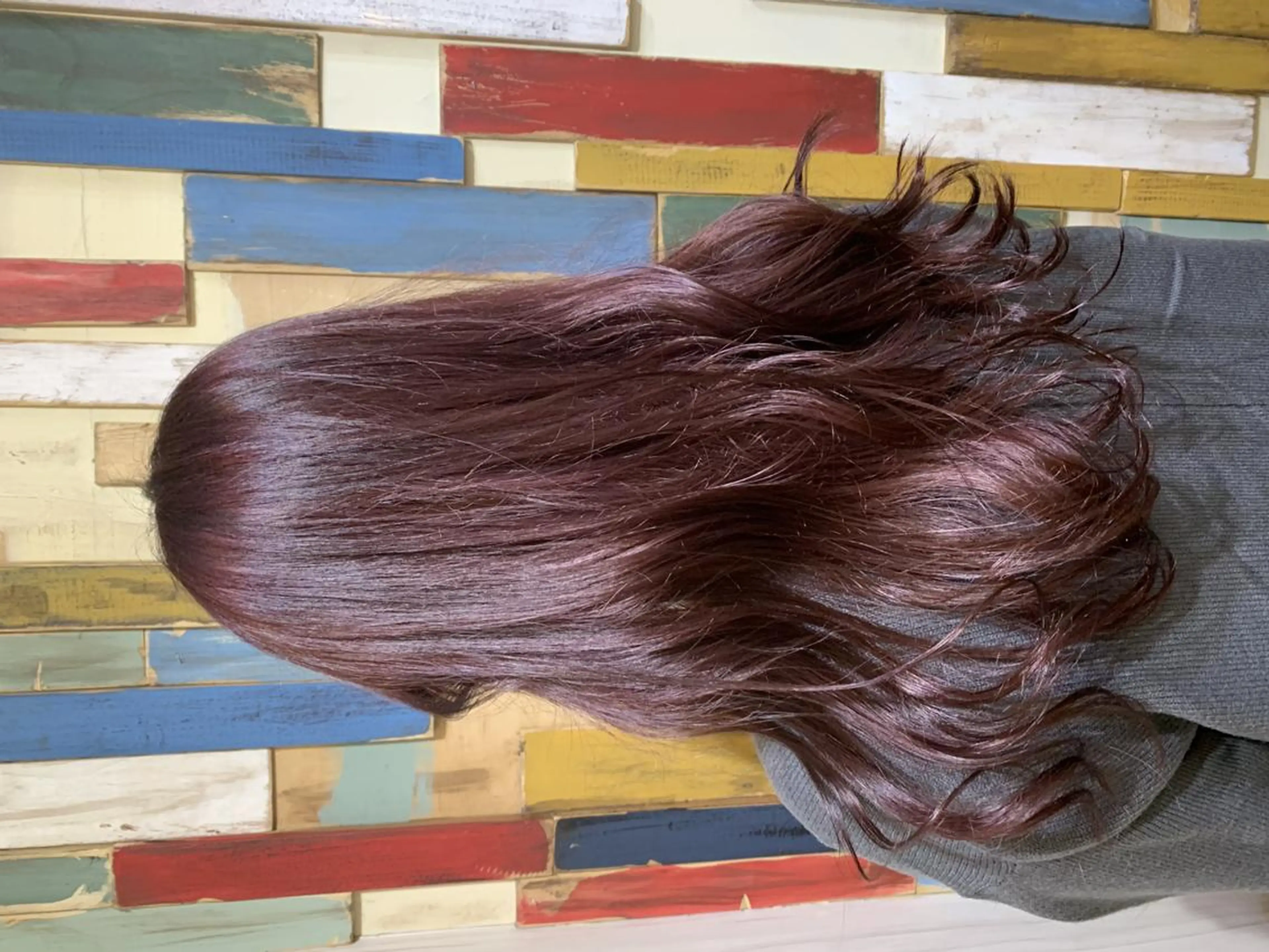 パーマ カラー セミロング 嶋村夏実🌼レイヤー 🌸白髪ぼかしのヘアスタイル