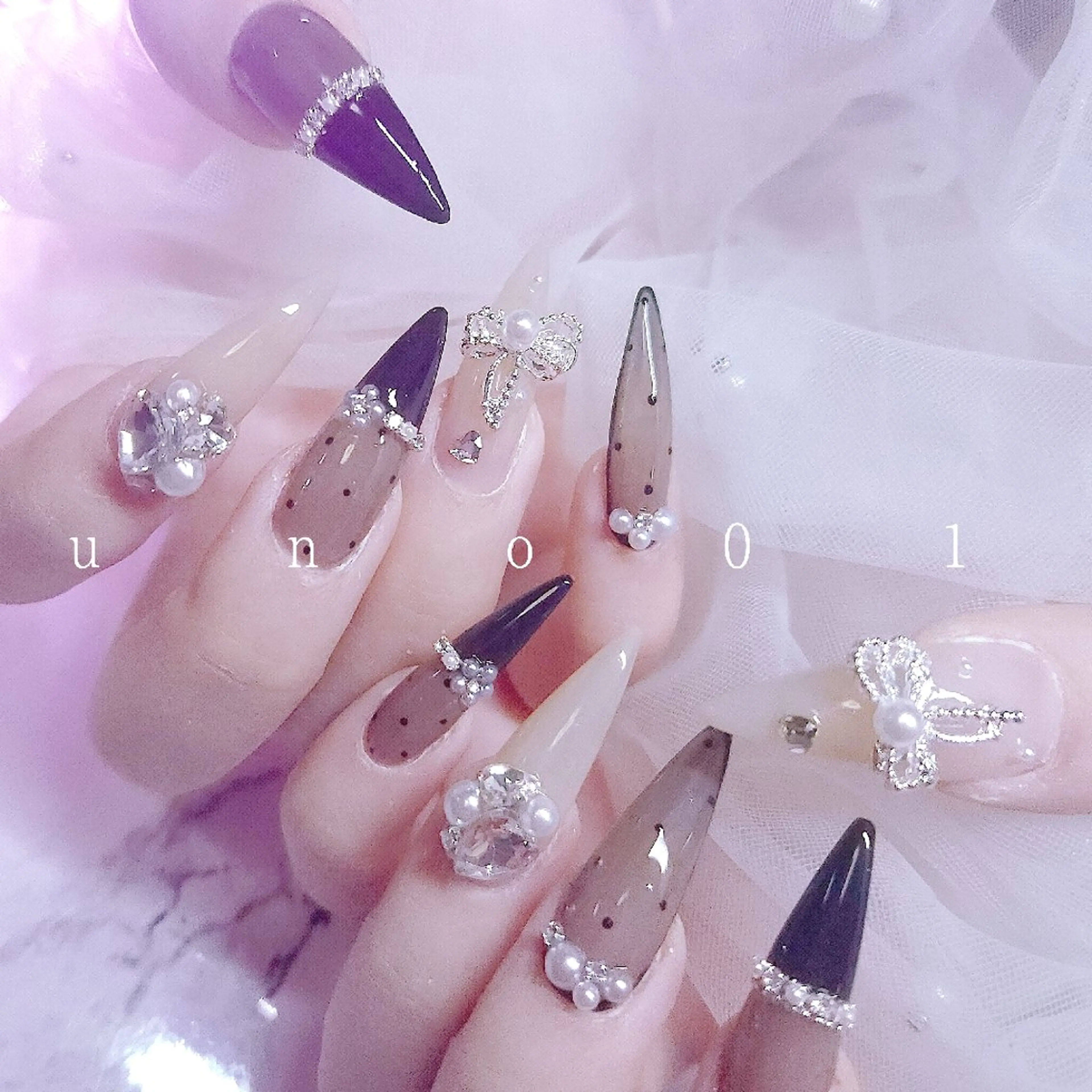 ネイル アートネイル ロングネイル ハンドネイル u   n   o  n a i l 01のネイルデザイン