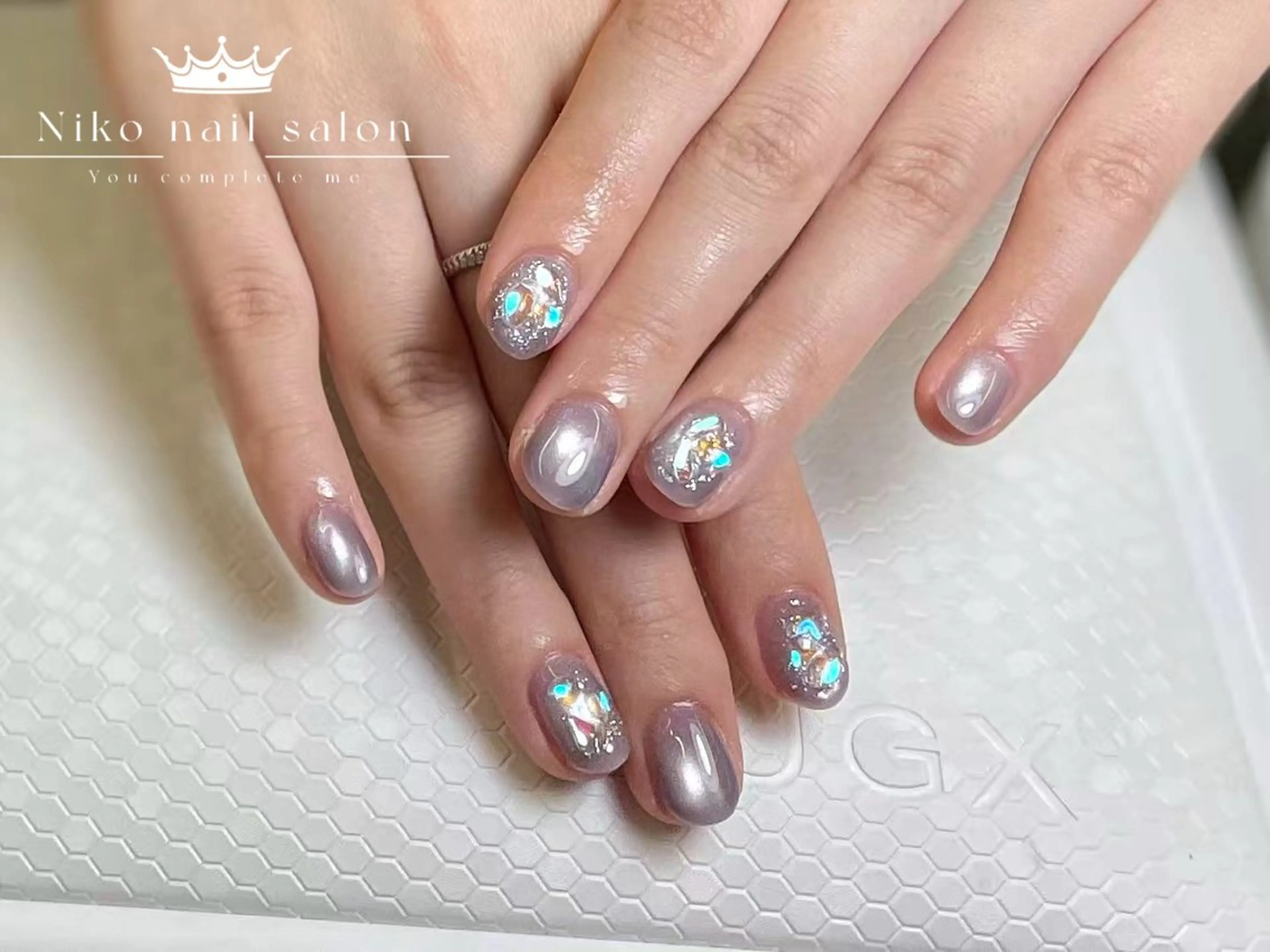 ネイル チークネイル フットネイル フレンチネイル ジェルネイル ガラスフレンチ 柚子 Nikoのネイルデザイン