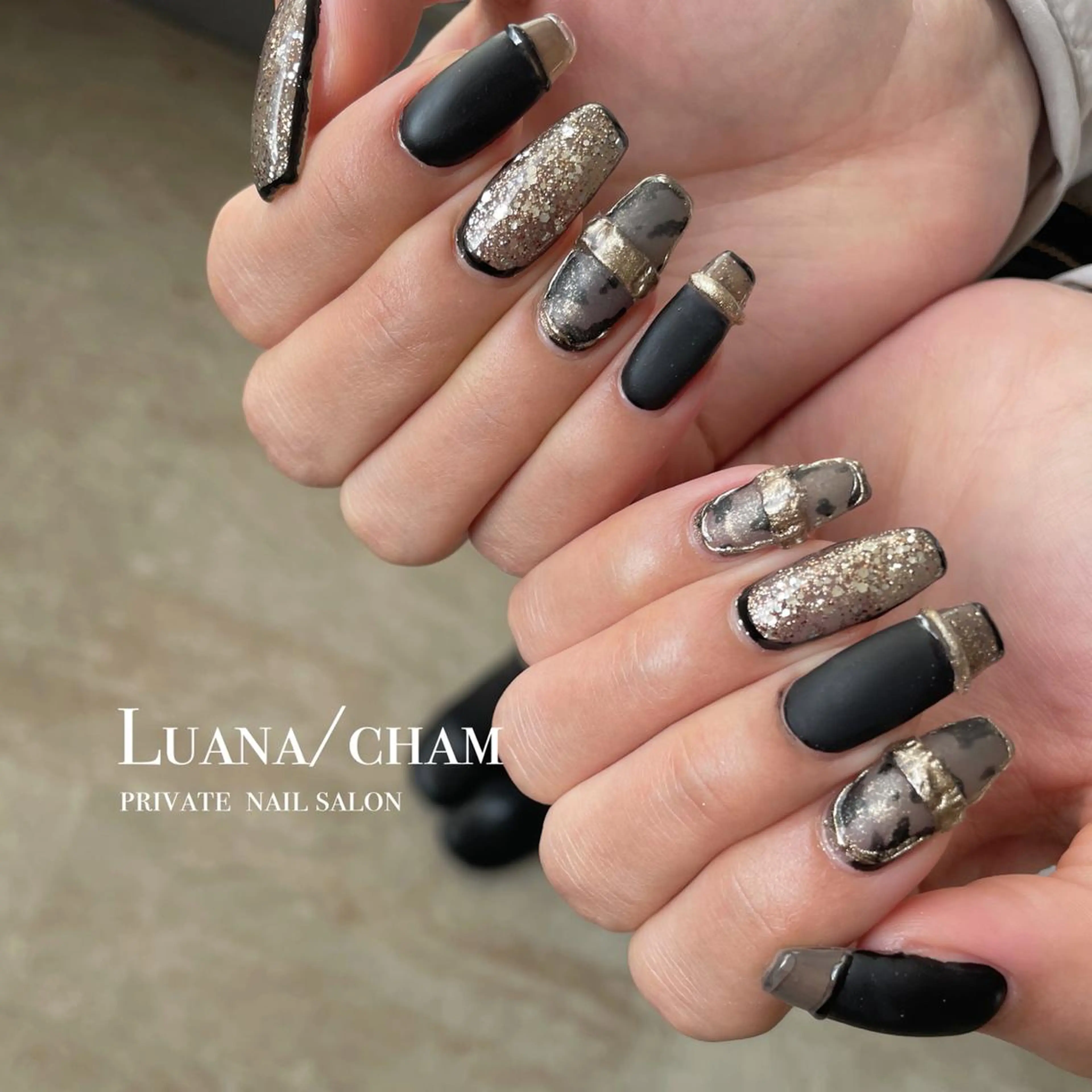 ロング ネイル マットネイル ハンドネイル nail salon neigeのネイルデザイン