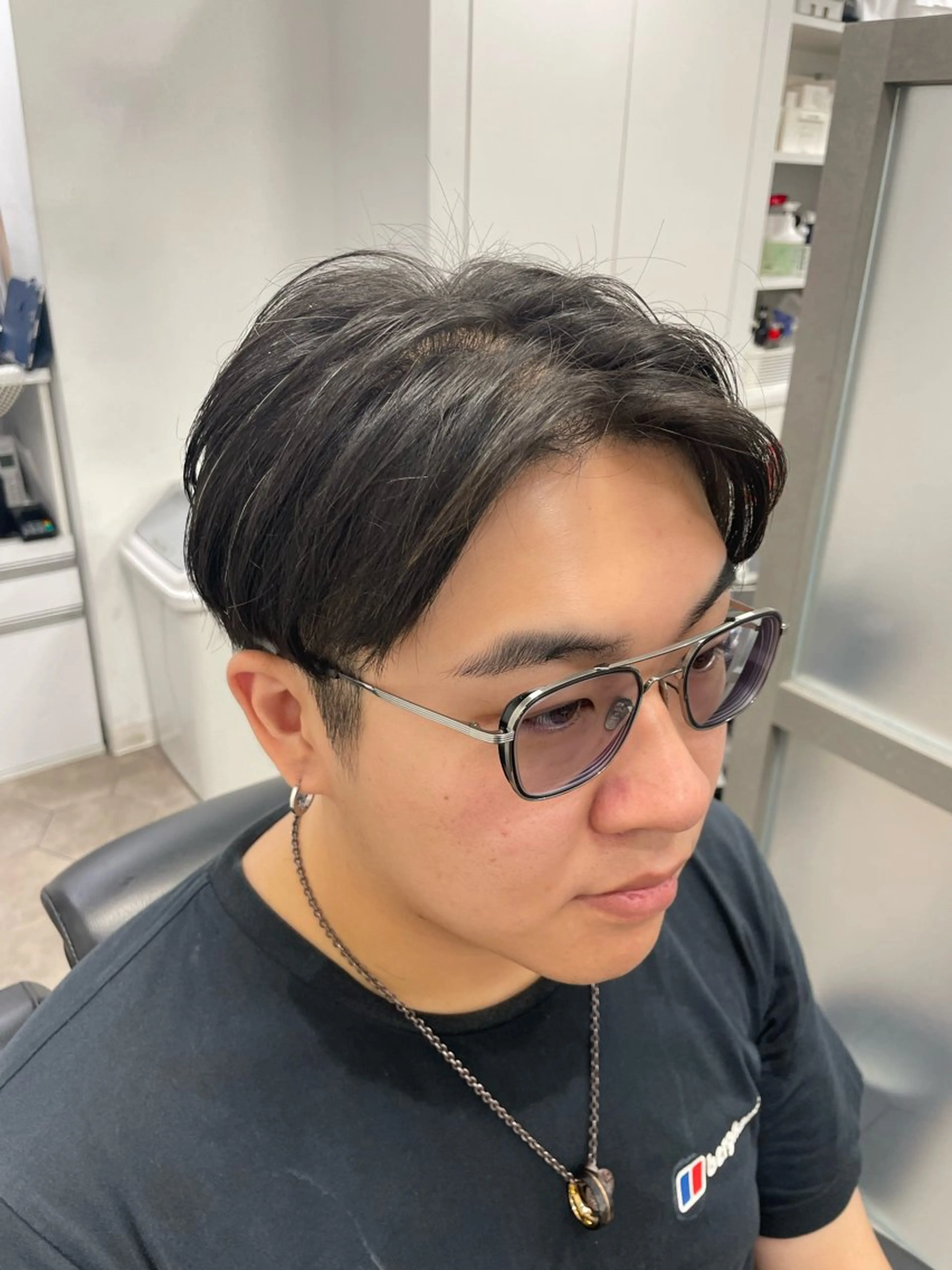 ミディアム カラー パーマ ヘアアレンジ メンズ センターパート Nexusエルシティー新浦安店所属・Nexus 白石タクミのヘアスタイル