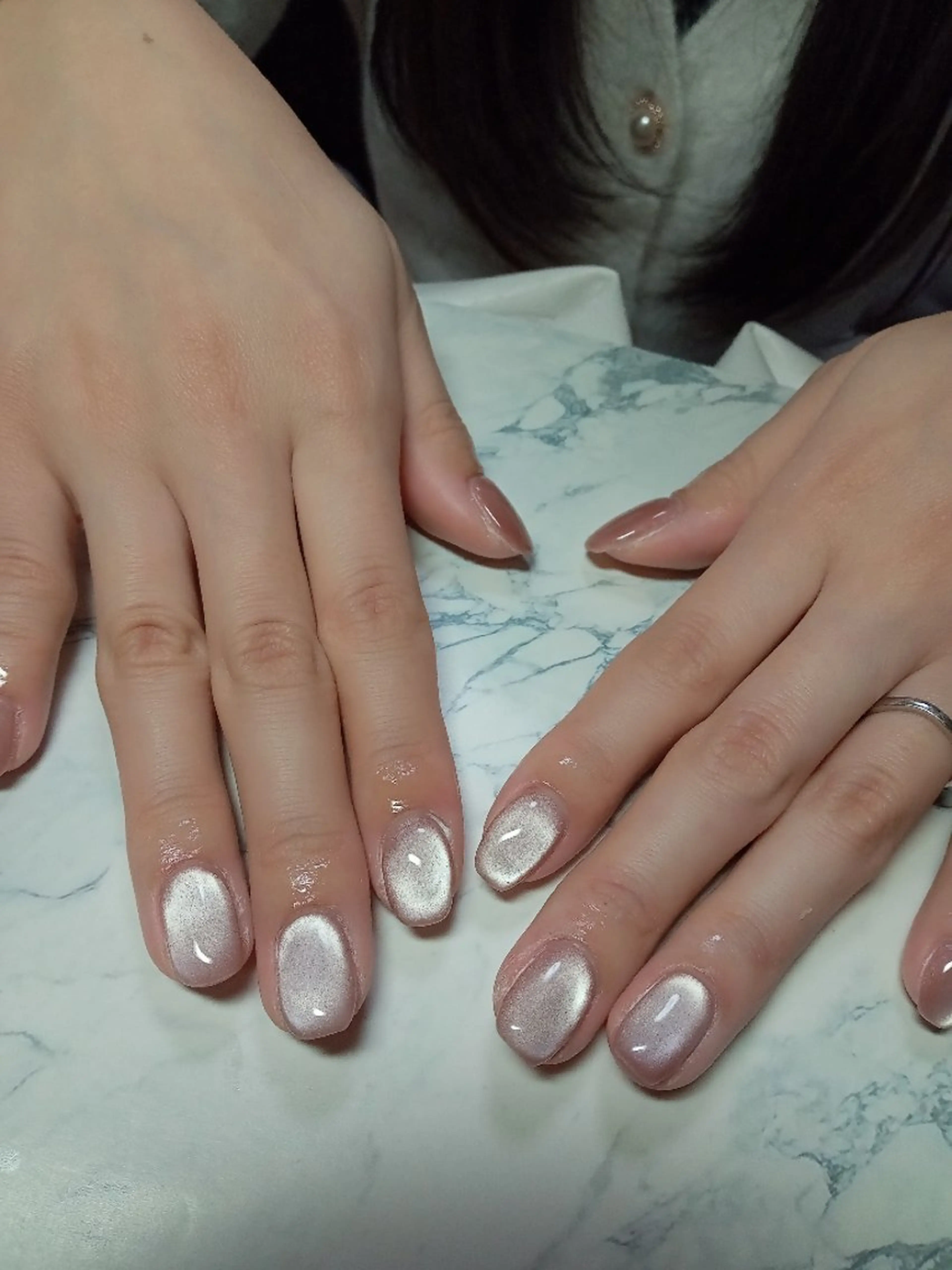 ネイル ハート キラキラネイル マグネットネイル ビー玉ネイル オフィスネイル ハンドネイル flure de neige yukiのネイルデザイン