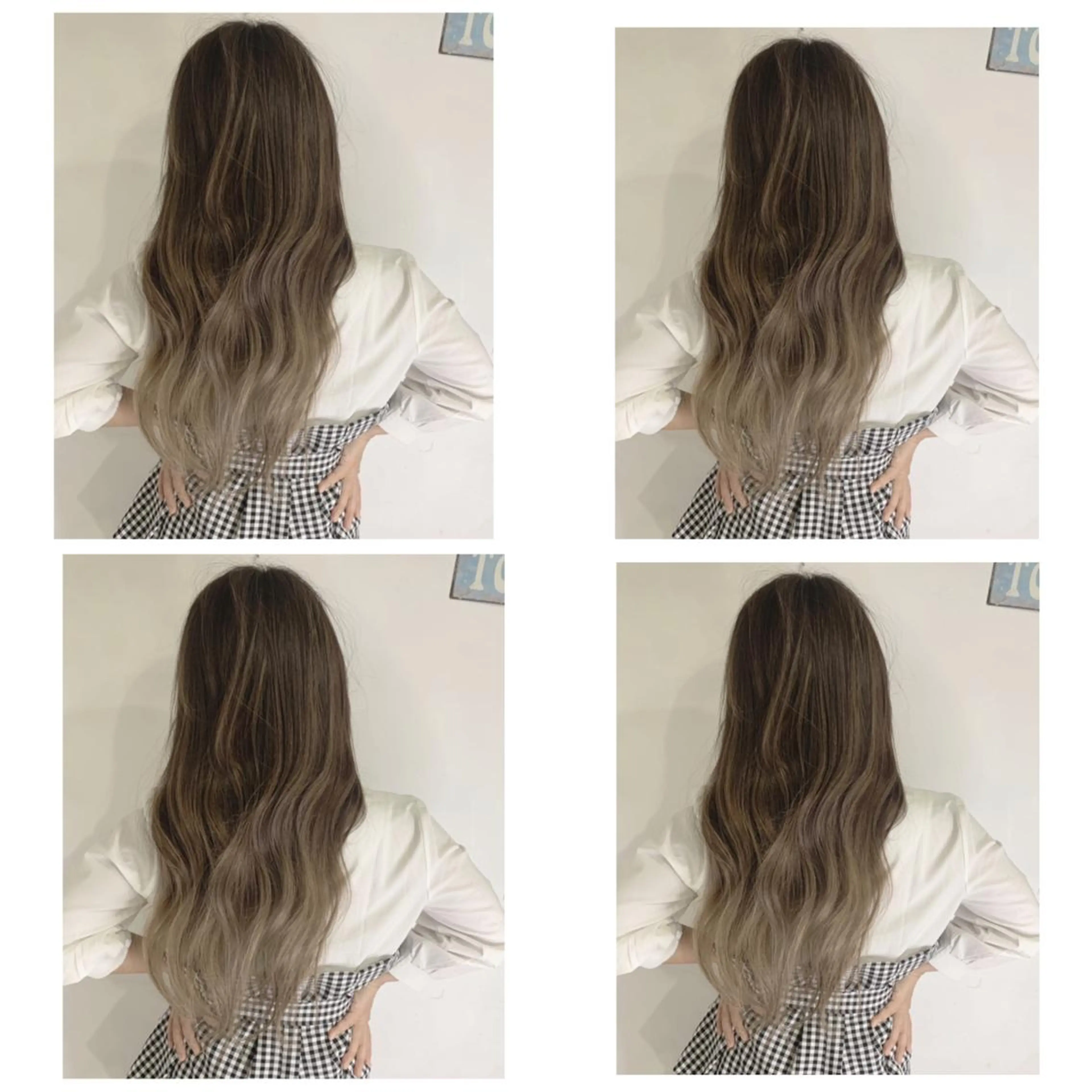 ロング カラー アッシュ バレイヤージュ ブリーチ デザインカラー グレージュ カット ヘアカラー 京都大人女性ショート 徒歩1分/秋山のヘアスタイル