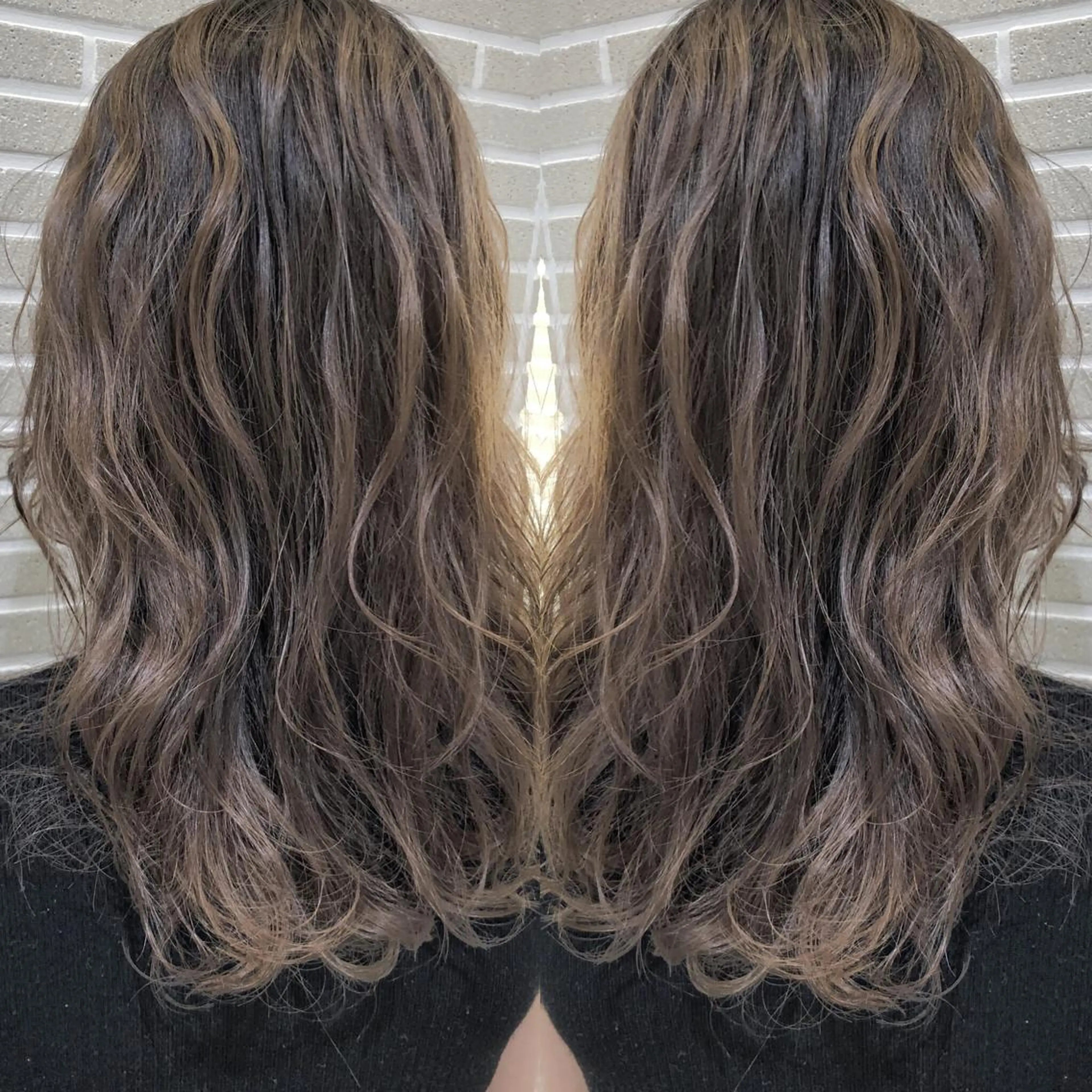 セミロング カラー ダブルカラー カット ヘアカラー トリートメント 山北 咲子のヘアスタイル