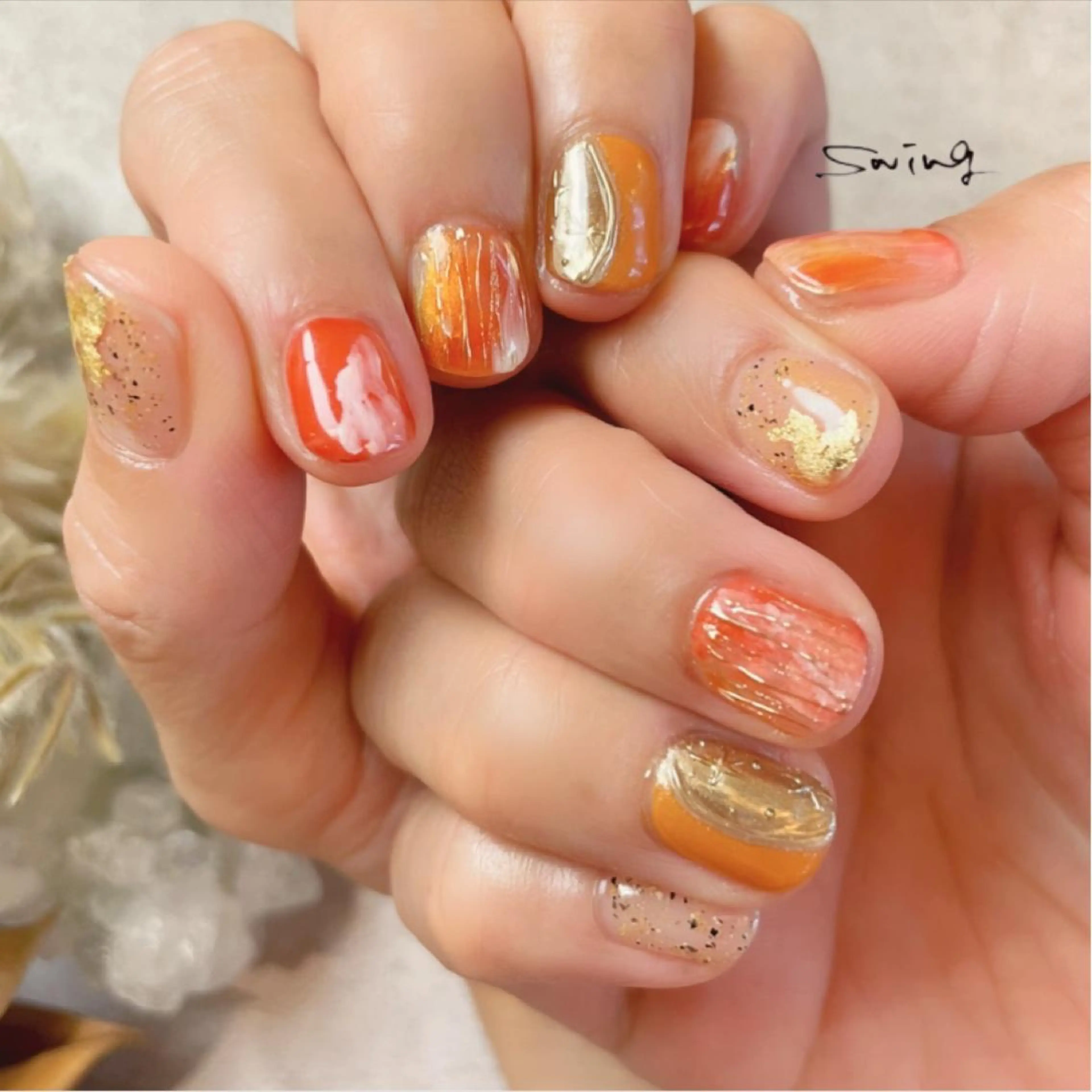 ネイル ニュアンスネイル オレンジ SWING Nail Salon所属・Yoshida Takakoのネイルデザイン