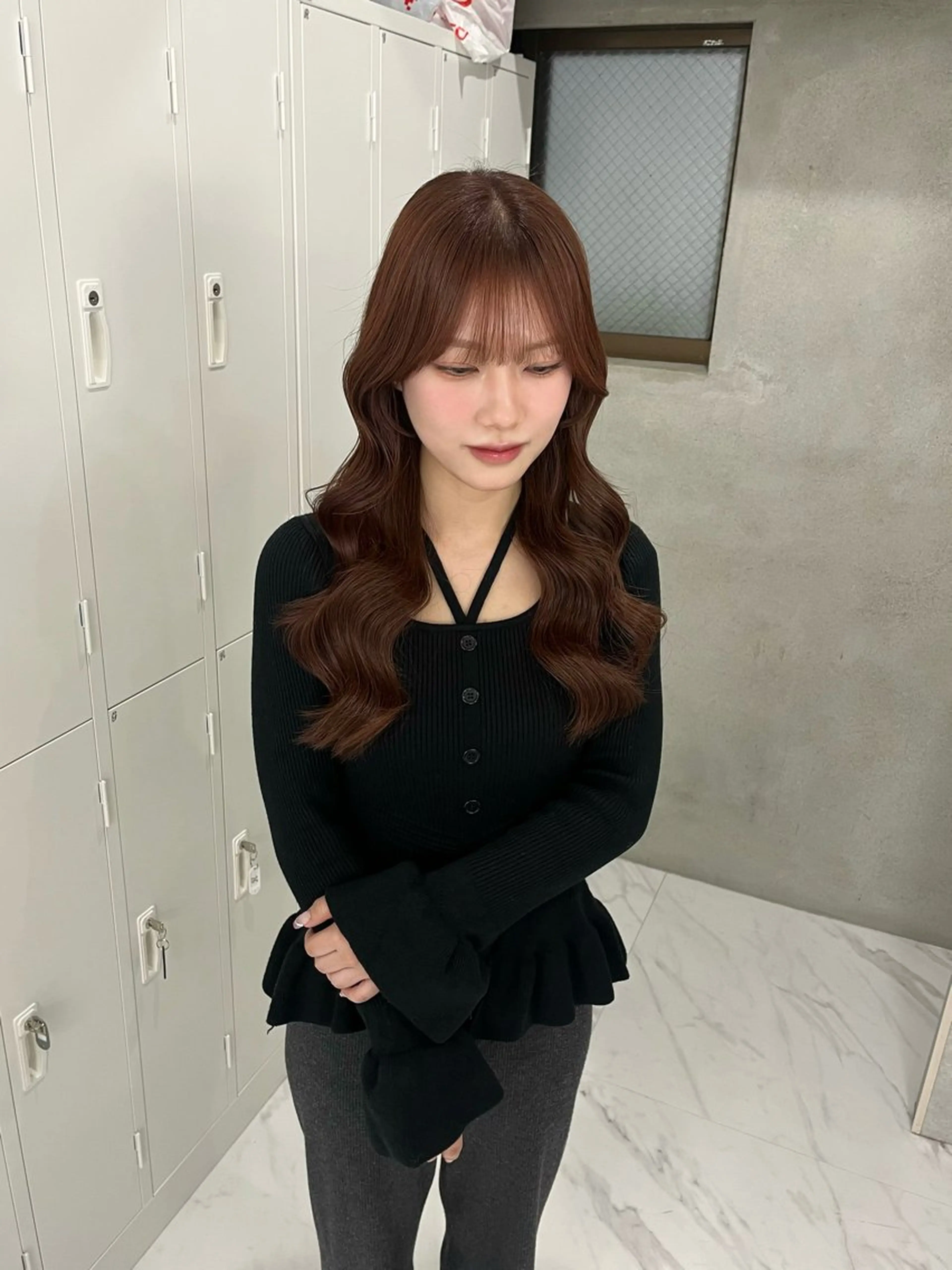 ロング カラー ブラウンカラー ピンクカラー カット ヘアカラー riko/レイヤー/ 艶カラー/ヘアセットのヘアスタイル