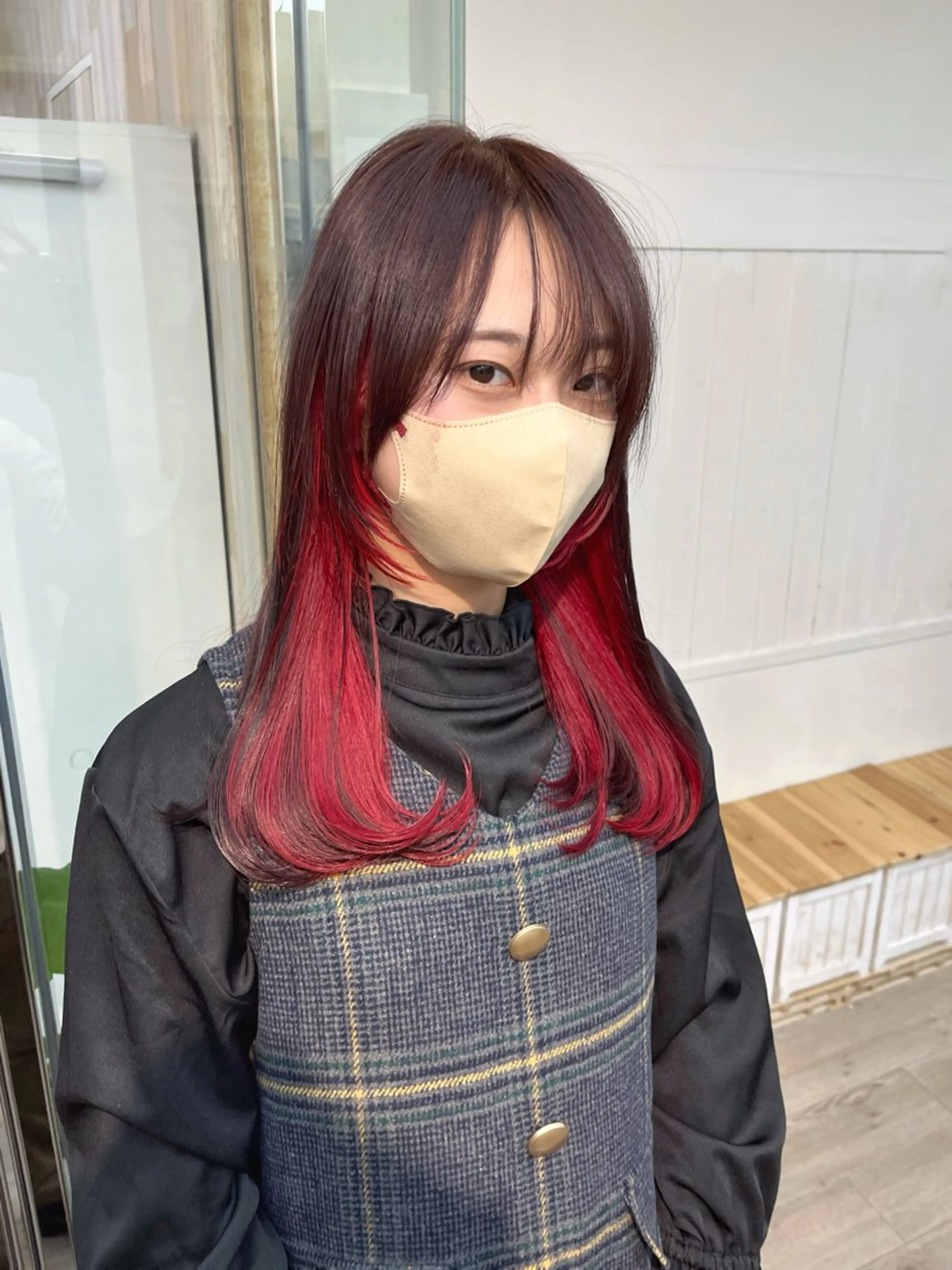 セミロング カラー パーマ ヘアアレンジ メンズ メンズブリーチ メンズインナーカラー ブリーチ 透明感カラー デザインカラー ®️レイヤー/透明感 カラー/星野六三四のヘアスタイル