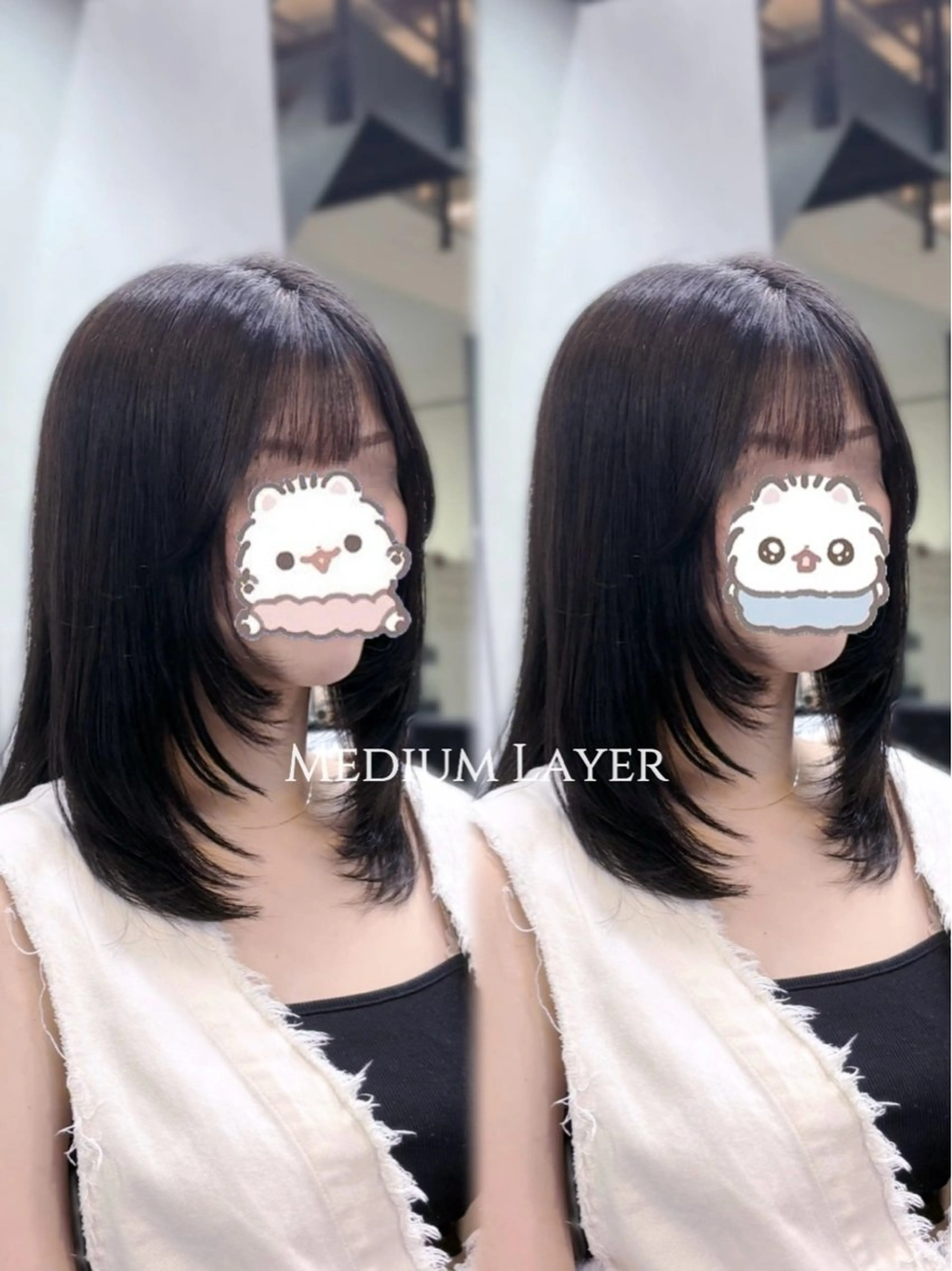 ミディアム ミディアムレイヤー レイヤーカット カット 瀬田/韓国レイヤー/ トレンドヘア石田亜弥のヘアスタイル