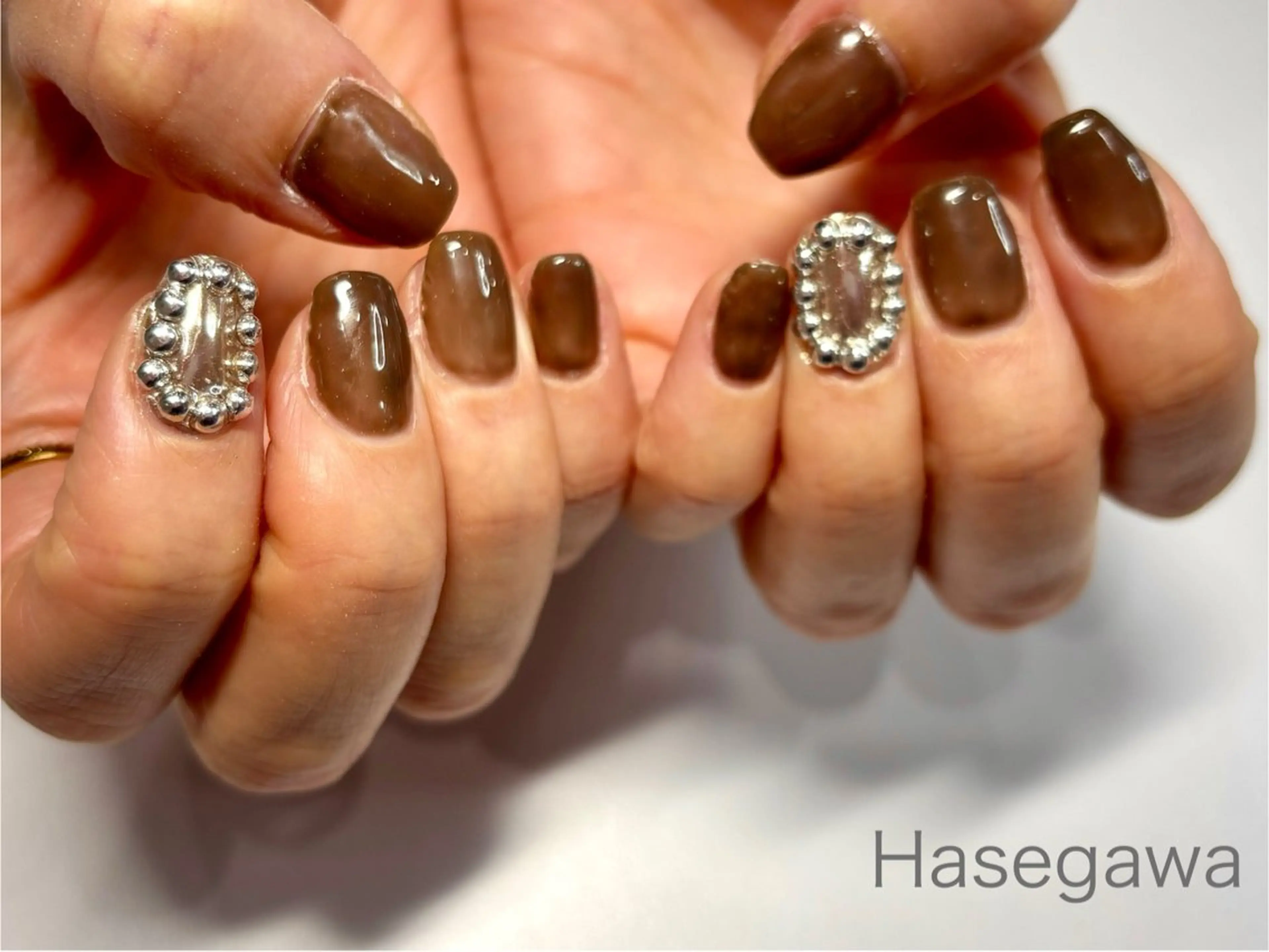 ネイル アートネイル ミラーネイル ワンカラーネイル シルバー DROP所属・DROP 長谷川のネイルデザイン