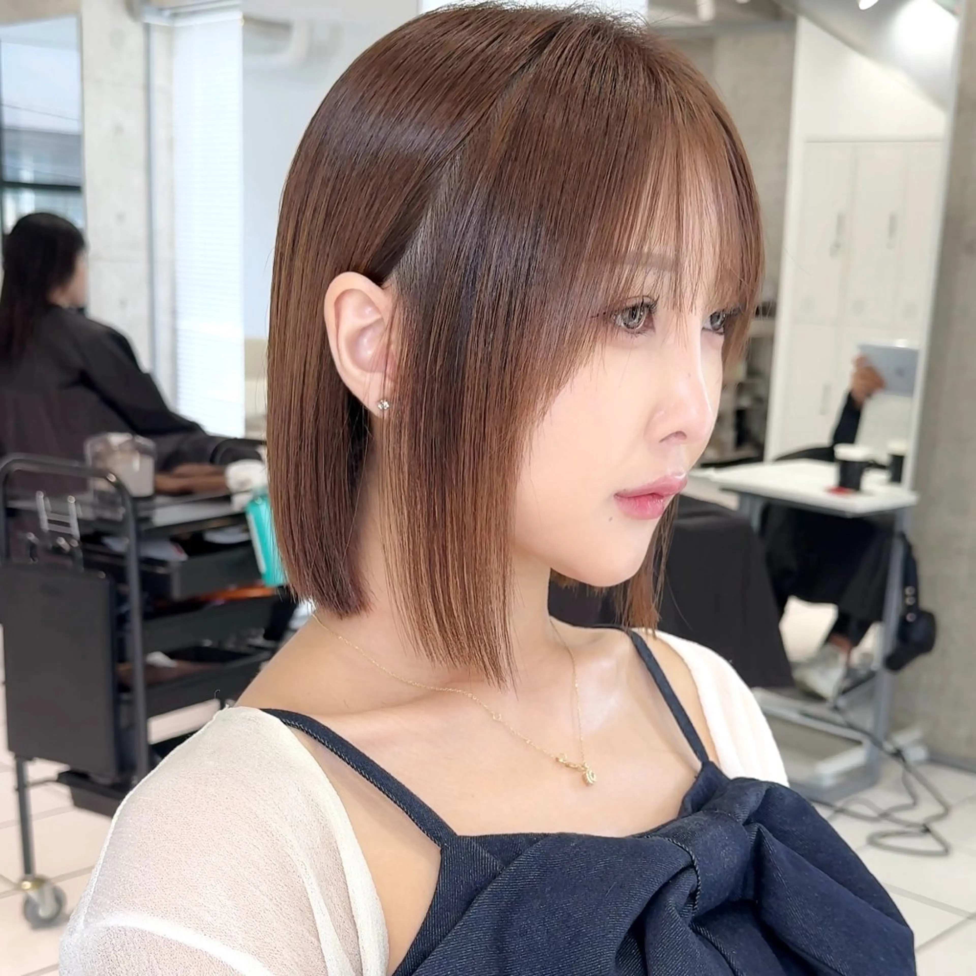ミディアム カラー ボブ 髪質改善 似合わせカット 縮毛矯正 カット ヘアカラー トリートメント 💎ボブ/似合わせの 達人/縮毛矯正/畔上のヘアスタイル