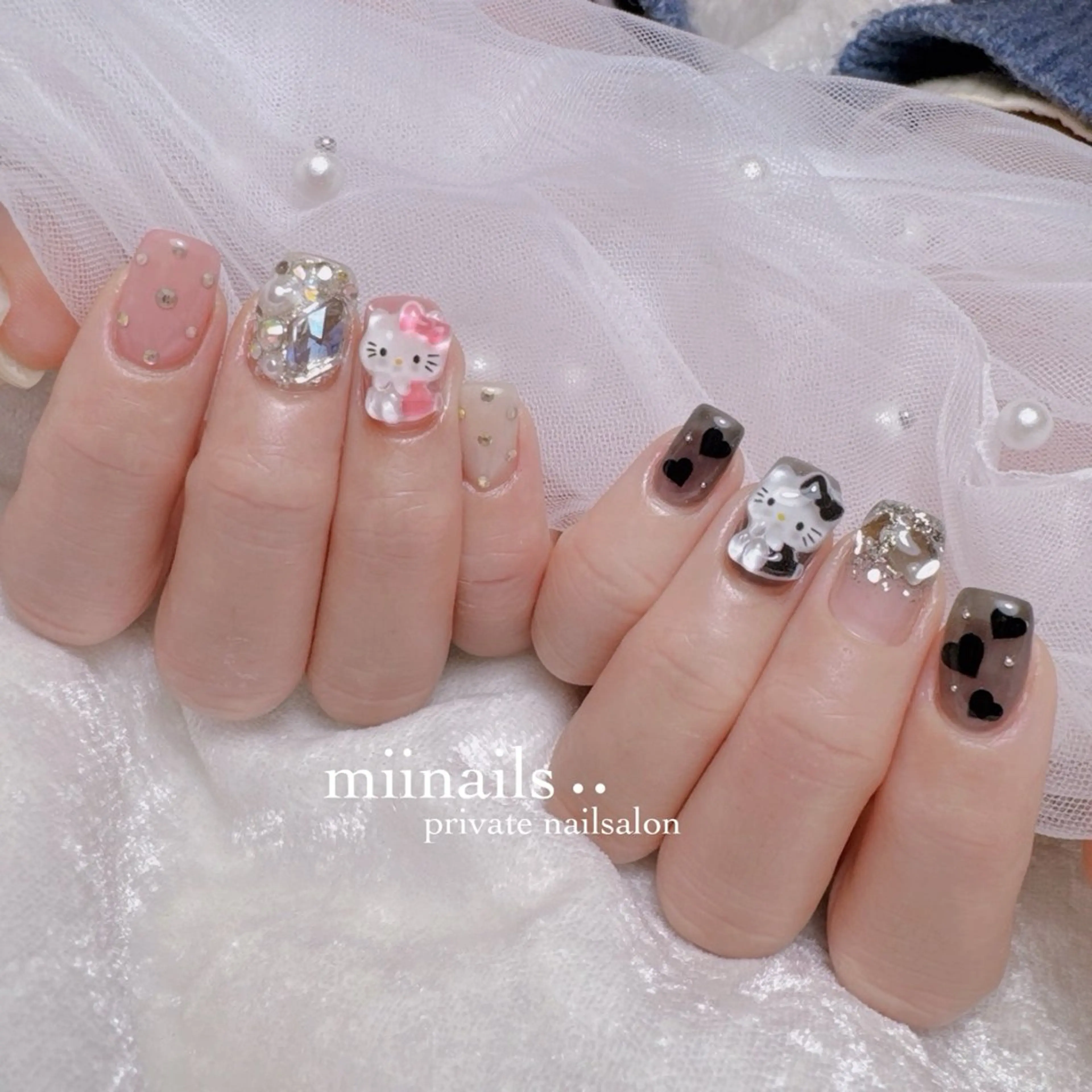 ネイル キラキラネイル 韓国ネイル ワンホンネイル ハンドネイル nailsalon miinailsのネイルデザイン