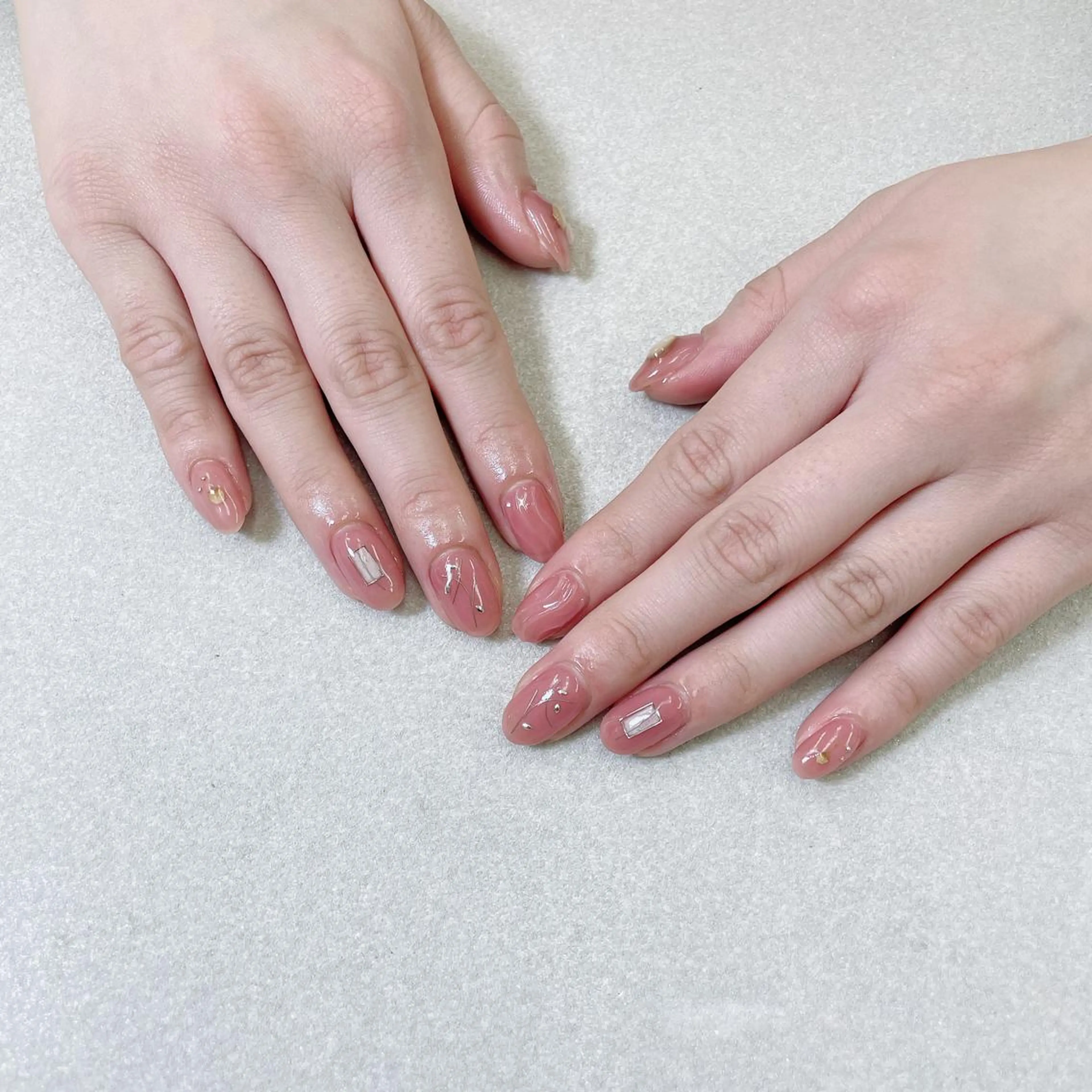 ネイル 長さ出し ラメ(グリッター) スカルプネイル ハンドネイル A85G ayakoのネイルデザイン