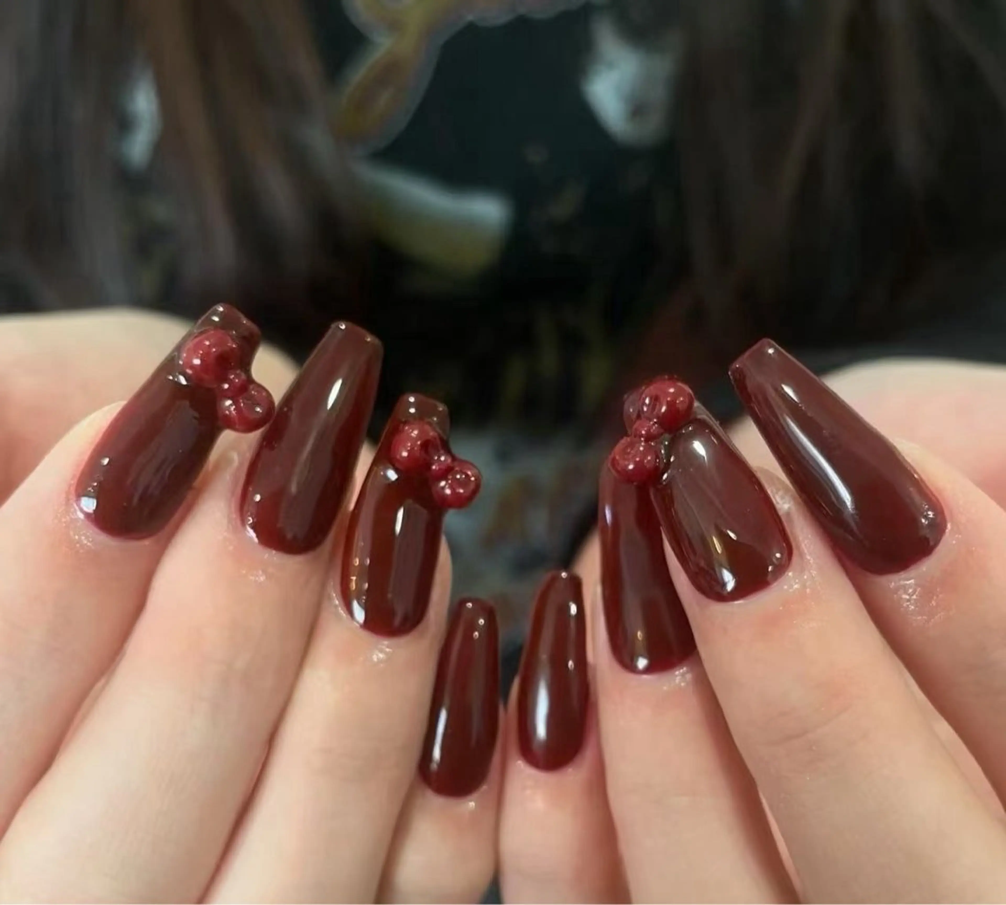 ネイル フラワーネイル フレンチネイル ジェルネイル ガラスフレンチ ハート ハンドネイル BabyYouMi nailのネイルデザイン