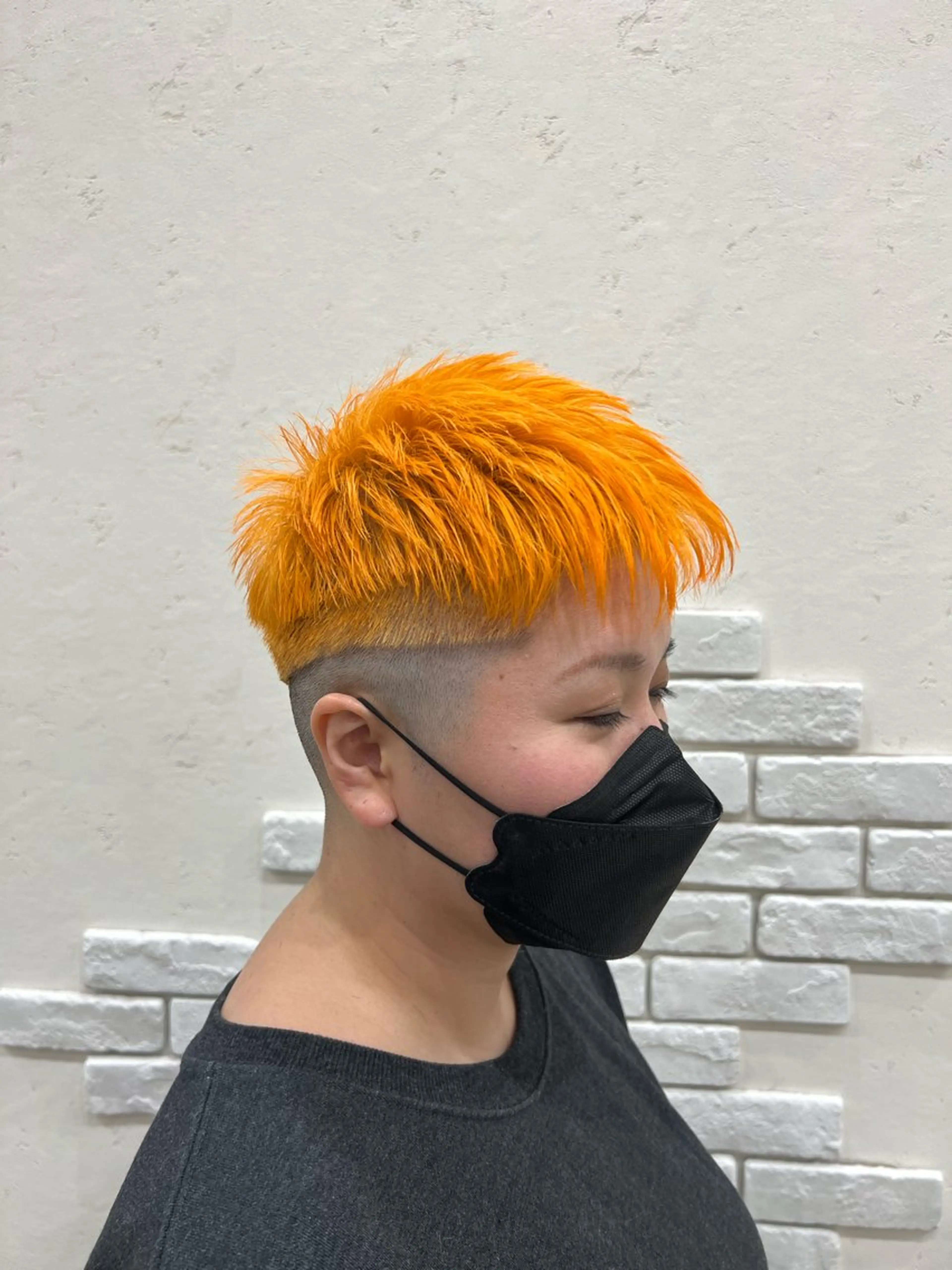 ショート カラー ブリーチ オレンジ ヘアカラー 太白区白髪ぼかし/ ボブカット/千葉達人のヘアスタイル