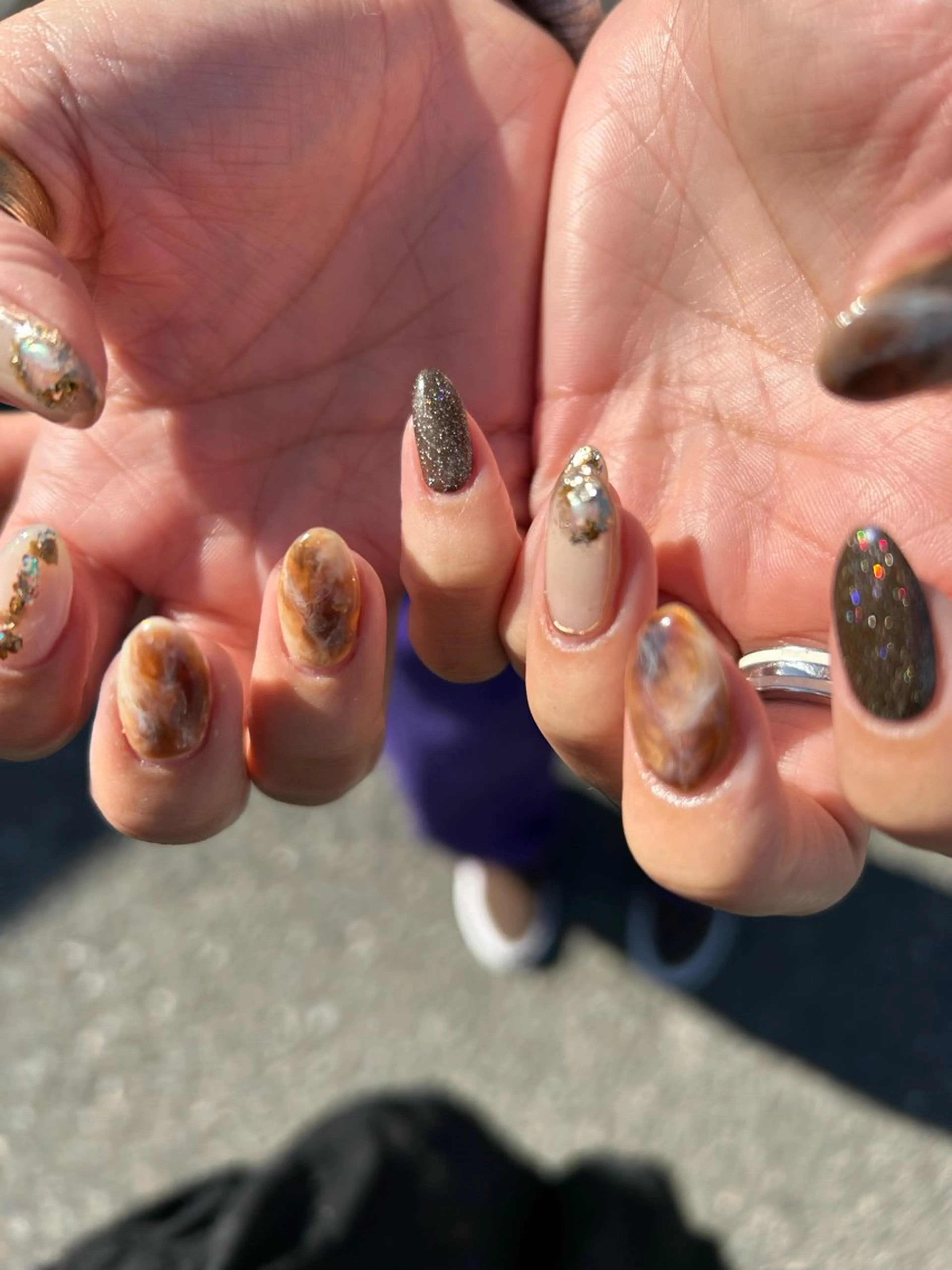 ネイル アートネイル キラキラネイル ハンドネイル mellow :所属・mellow:ｸﾙﾐ ﹡˖˟༝🎀˖˟ ༝のネイルデザイン