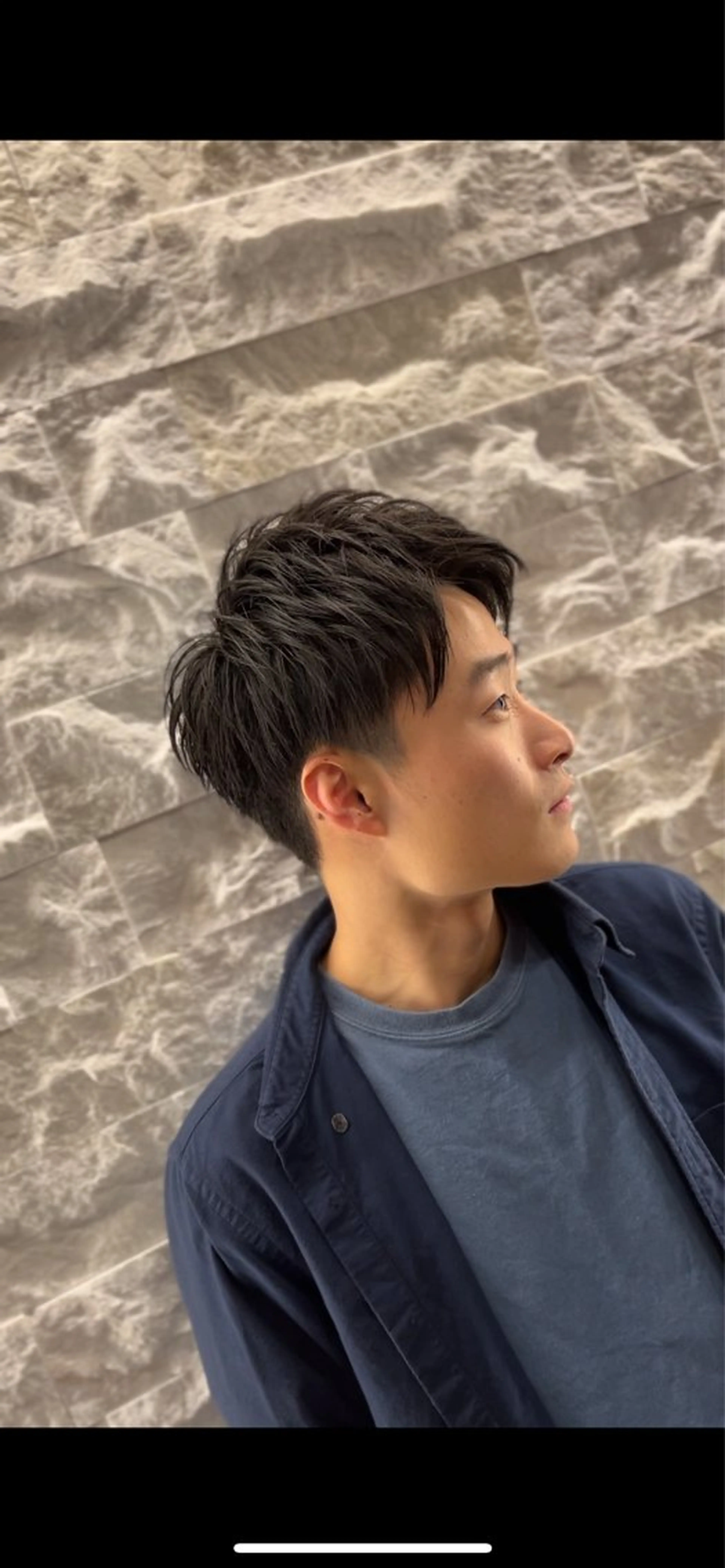ミディアム メンズ アップバング ツーブロック Smail Hair 大森店所属・安立 玲於のヘアスタイル