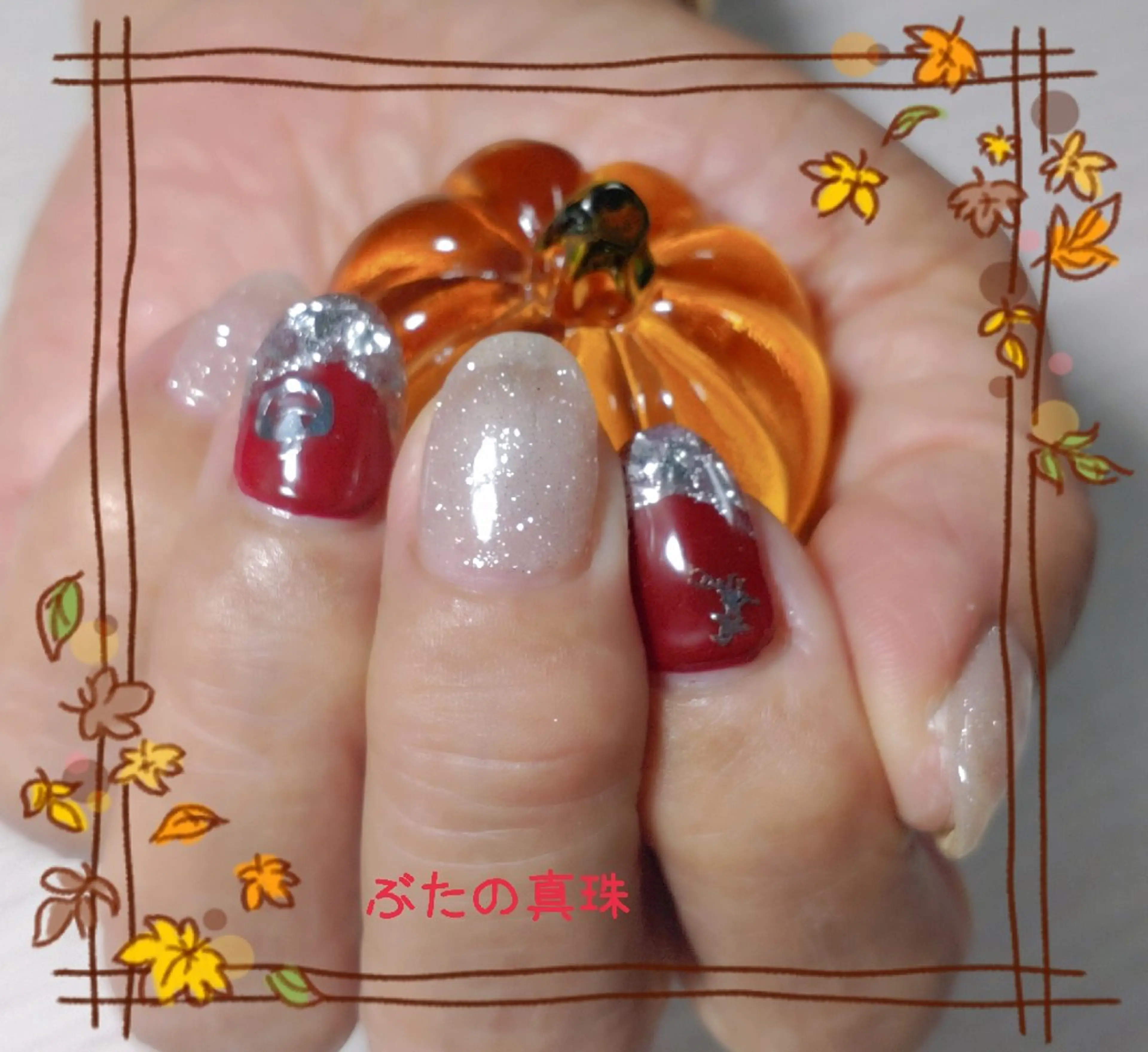 ネイル ボルドー フレンチネイル ガラスフレンチ ハンドネイル 林 珠里のネイルデザイン