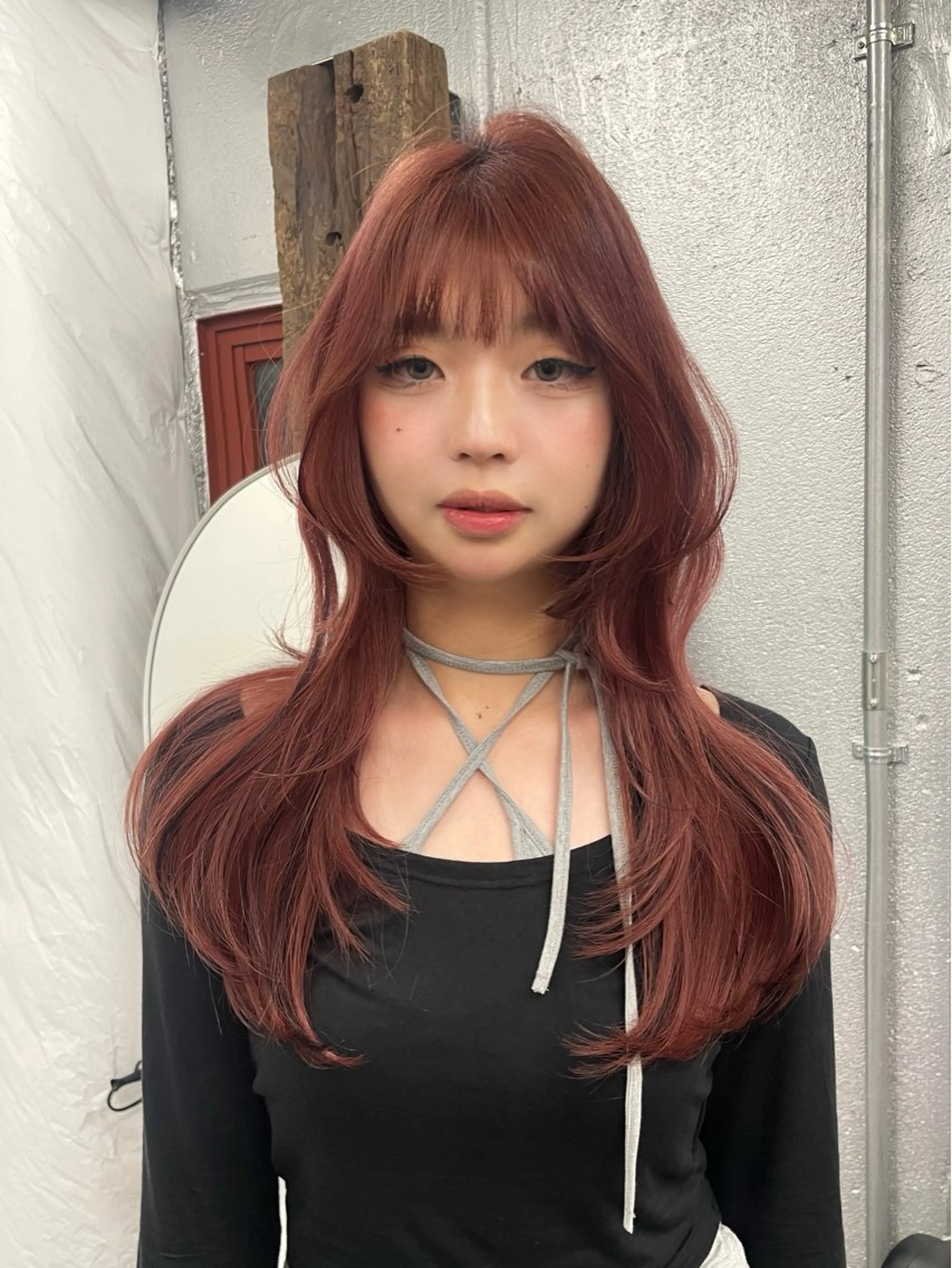 ロング カラー ヘアアレンジ 韓国風ヘア レイヤーカット カット ヘアカラー ハッシュカット/ 韓国ヘア☽⋰mahoのヘアスタイル