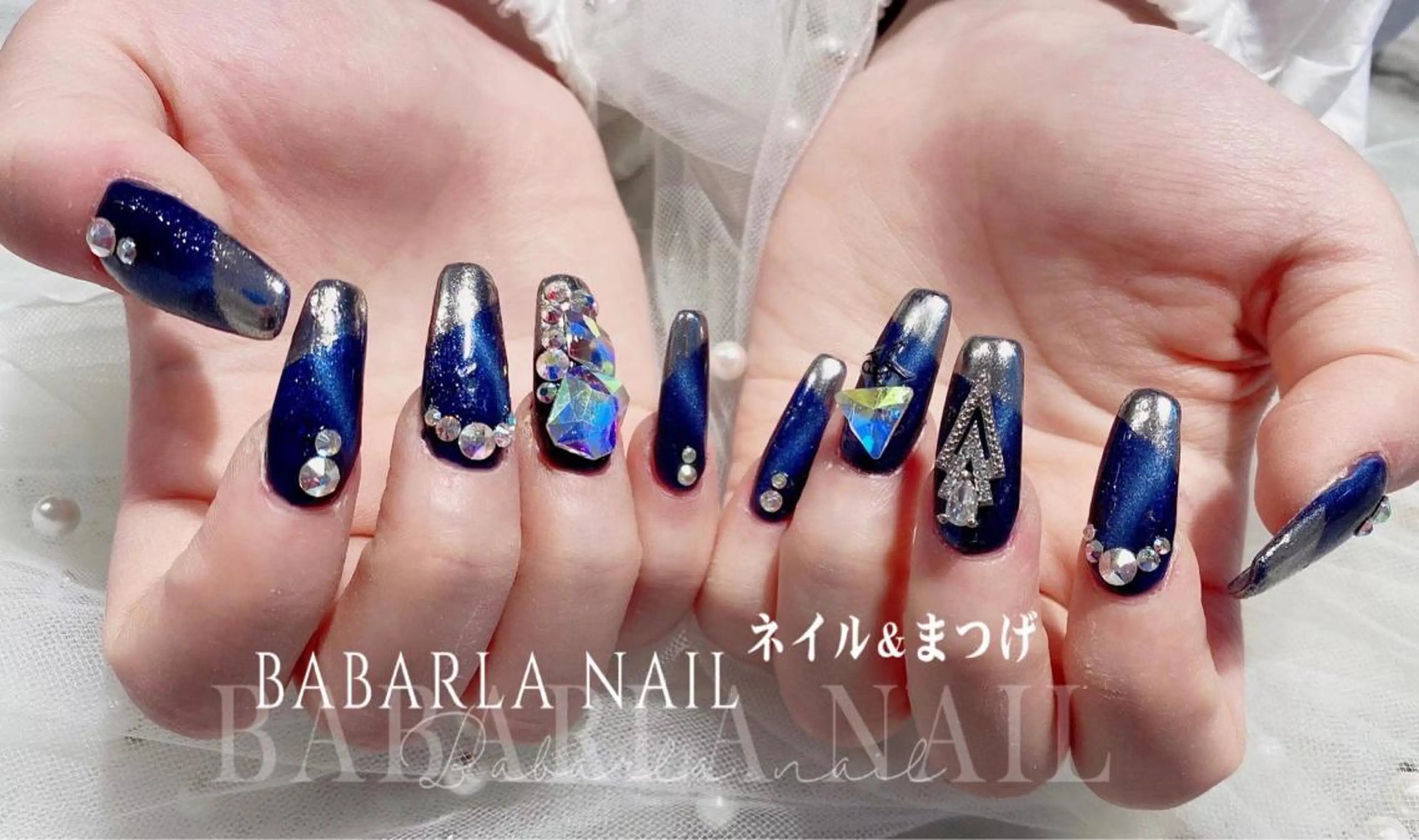 ネイル ブルー シルバー Babarla nailのネイルデザイン