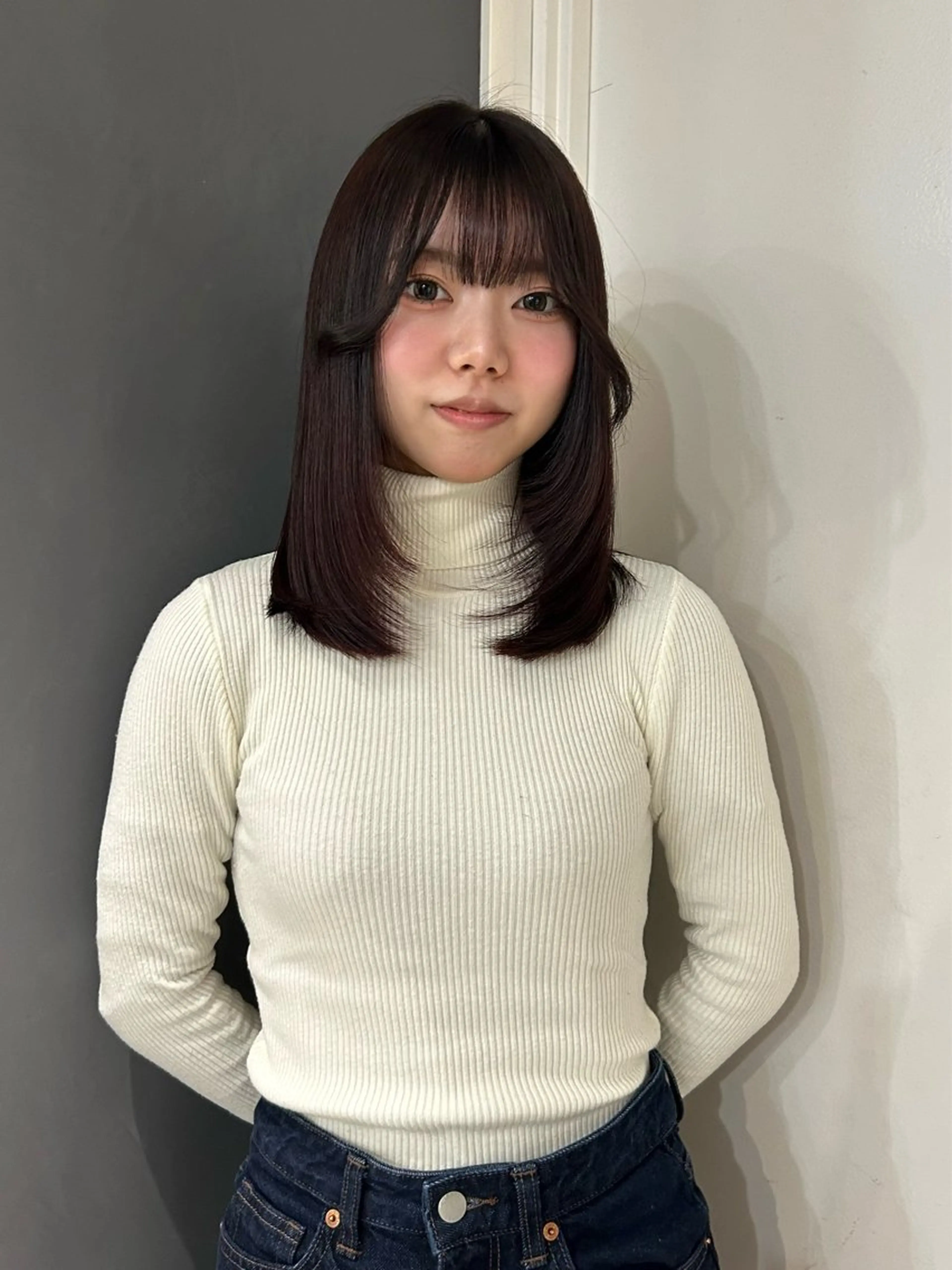 ミディアム カット ヘアカラー トリートメント えり 堀江/ボブ /韓国ヘア/レイヤーのヘアスタイル