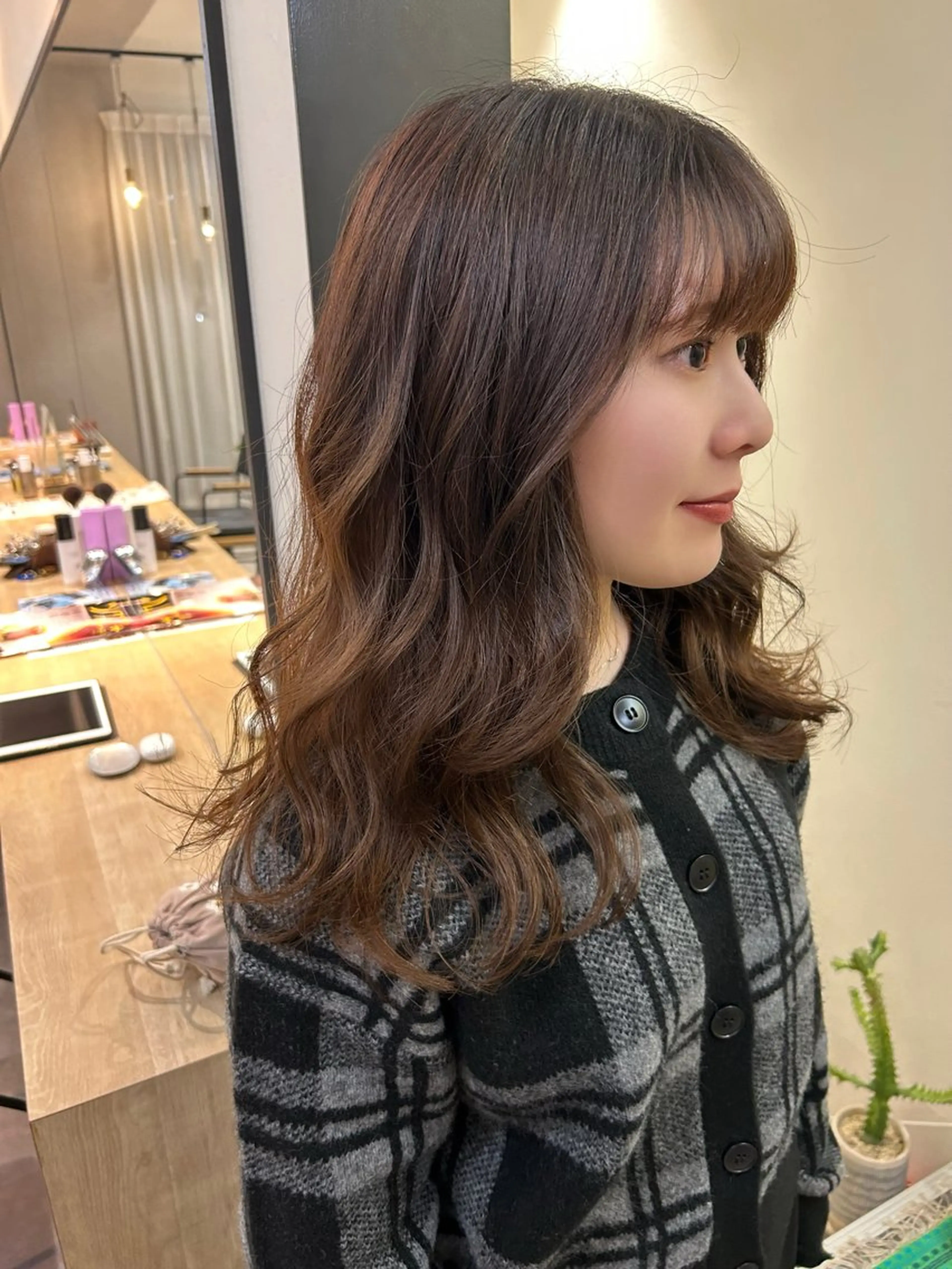 ロング パーマ デジタルパーマ カット パーマ hub hair レイヤー/透明感のヘアスタイル