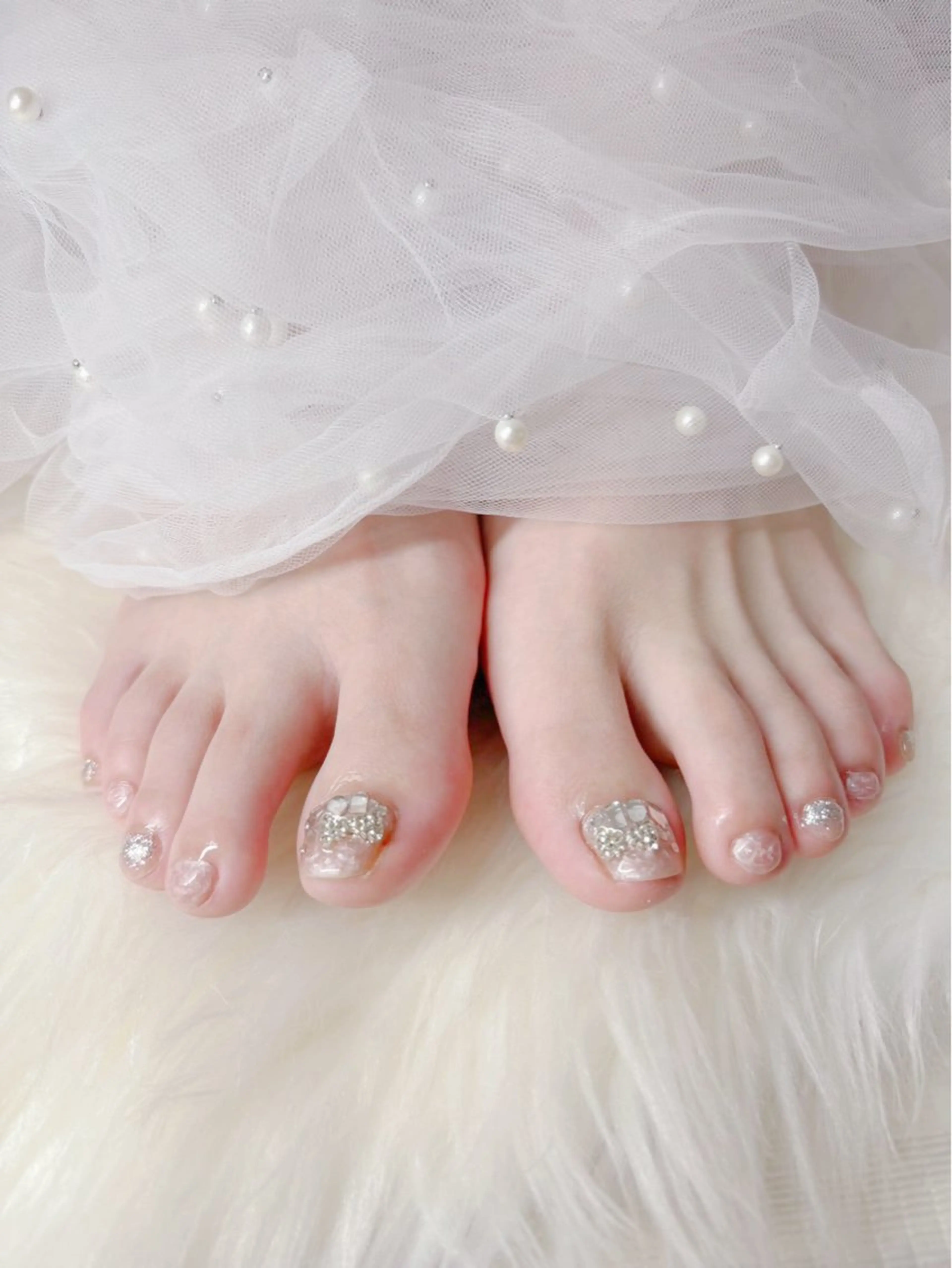 セミロング フットネイル Hanaai Salon新大久保店のネイルデザイン