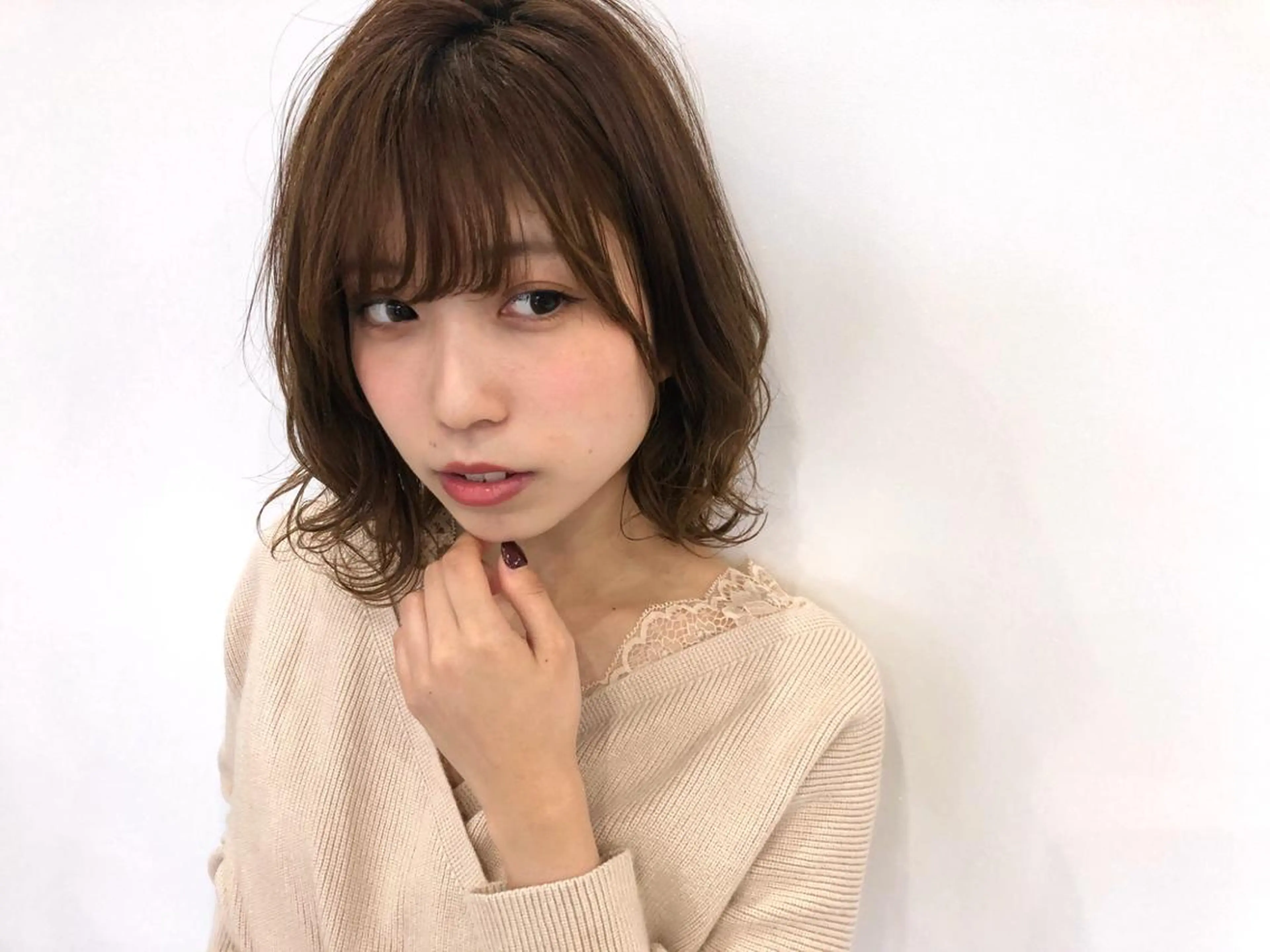 ミディアム カラー 白髪ぼかしモデル募集 今村理央奈のヘアスタイル