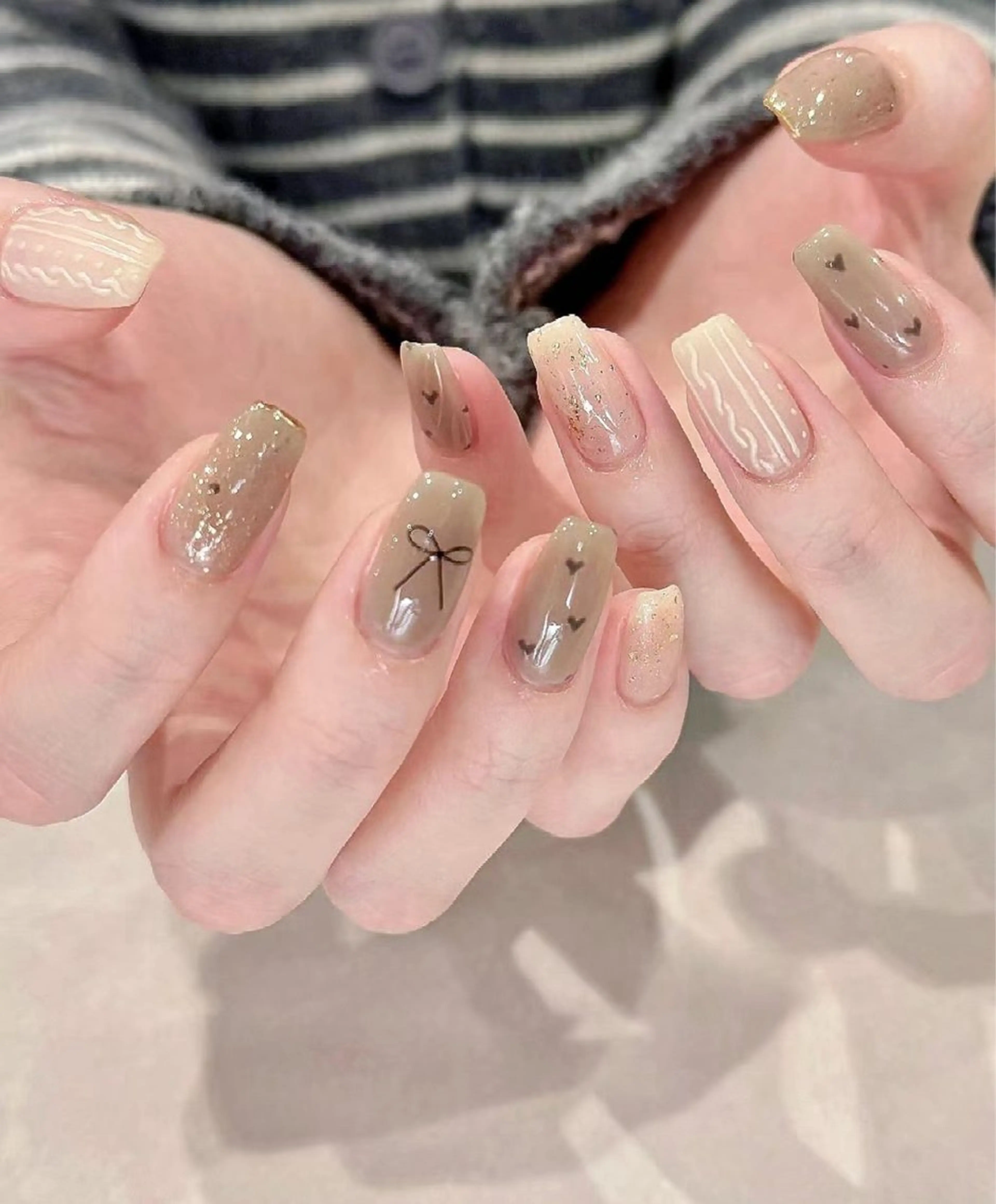 ネイル 成人式 ハート オフィスネイル ピンク リボン ハンドネイル H&Bsalon カイのネイルデザイン