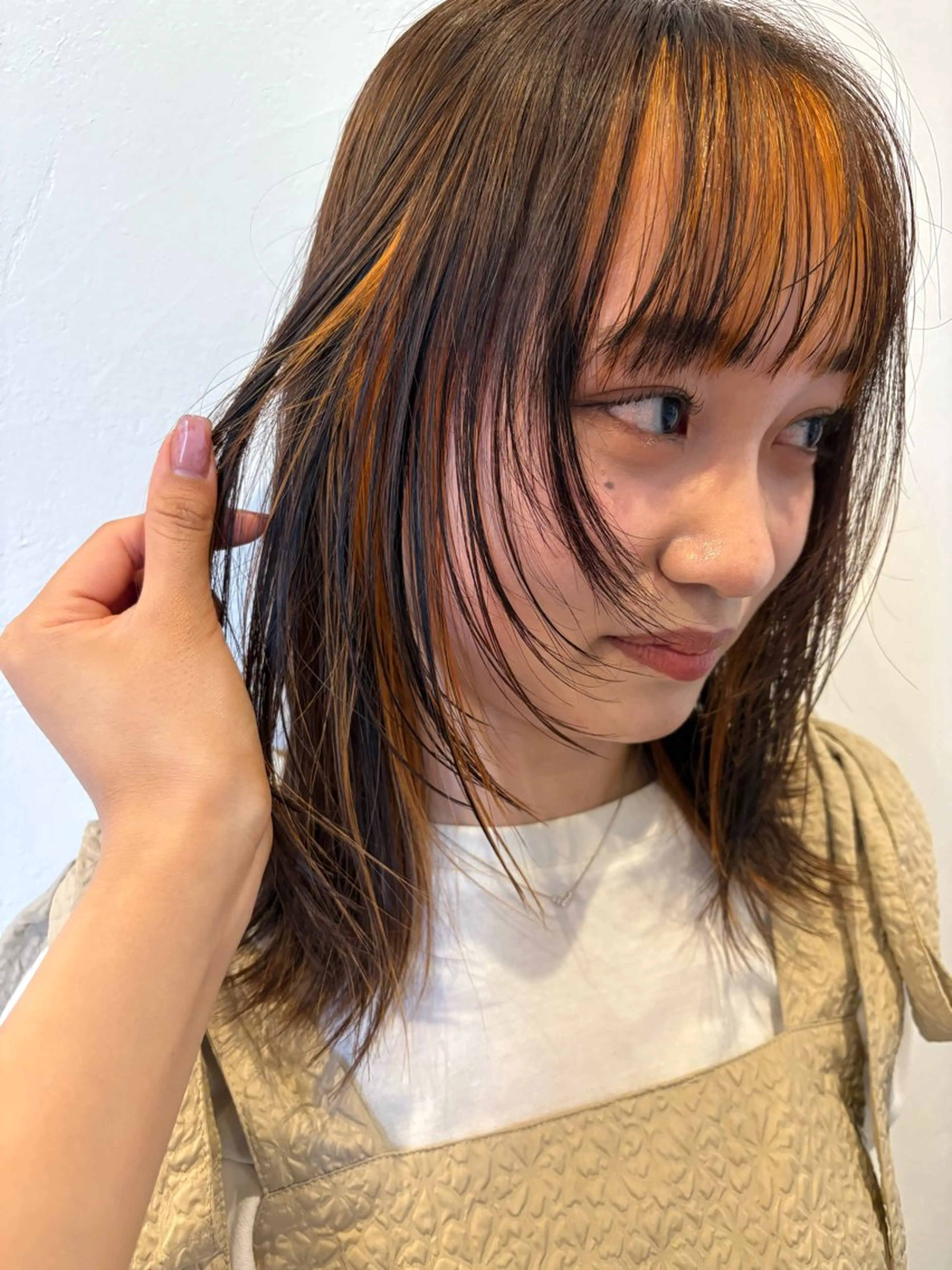 カラー オレンジ ヘアカラー ひなた 艶カラー/渋谷のヘアスタイル