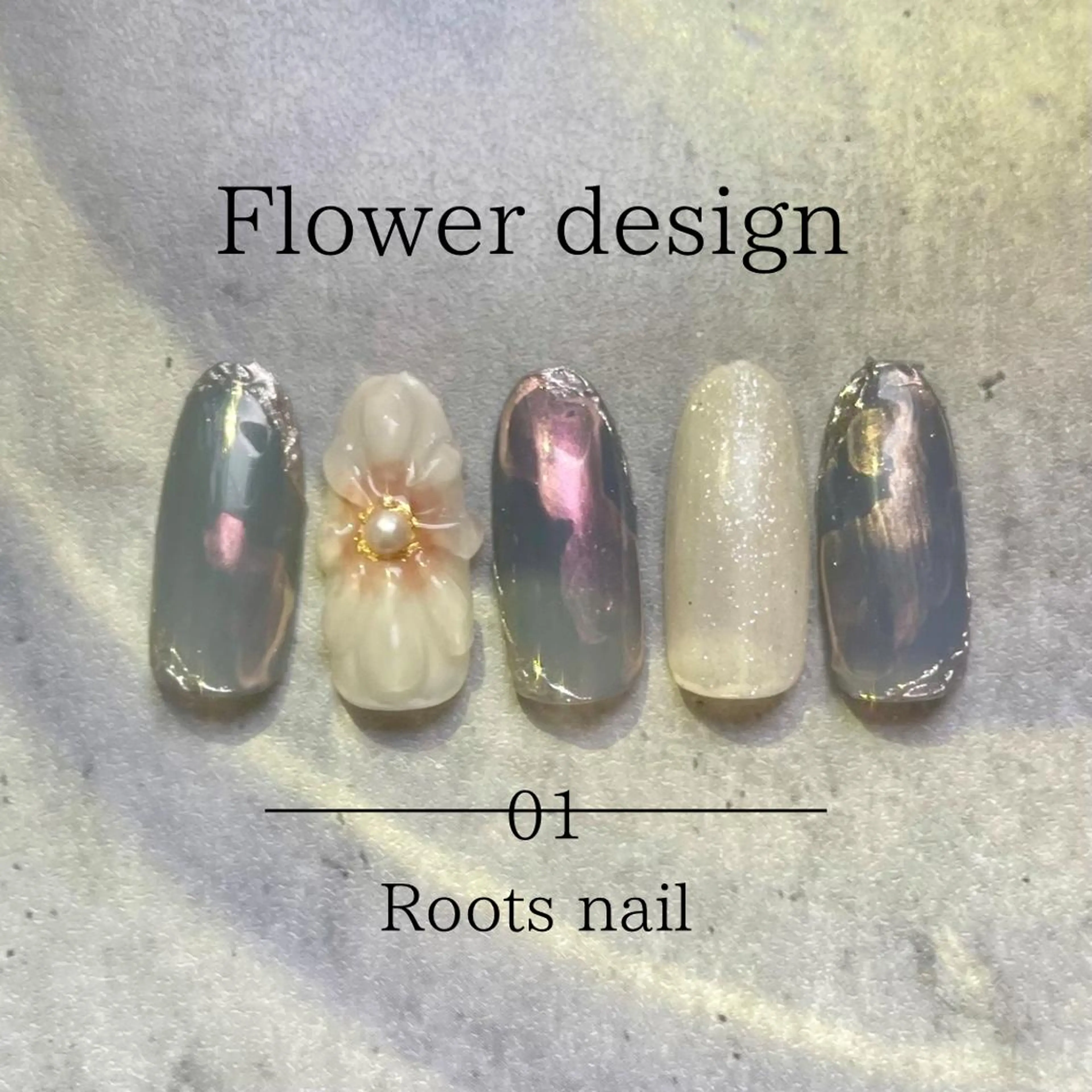ネイル フラワーネイル ニュアンスネイル ハンドネイル ハンドケア コンディショニングサロンRoots所属・コンディショニング サロンRootsのネイルデザイン