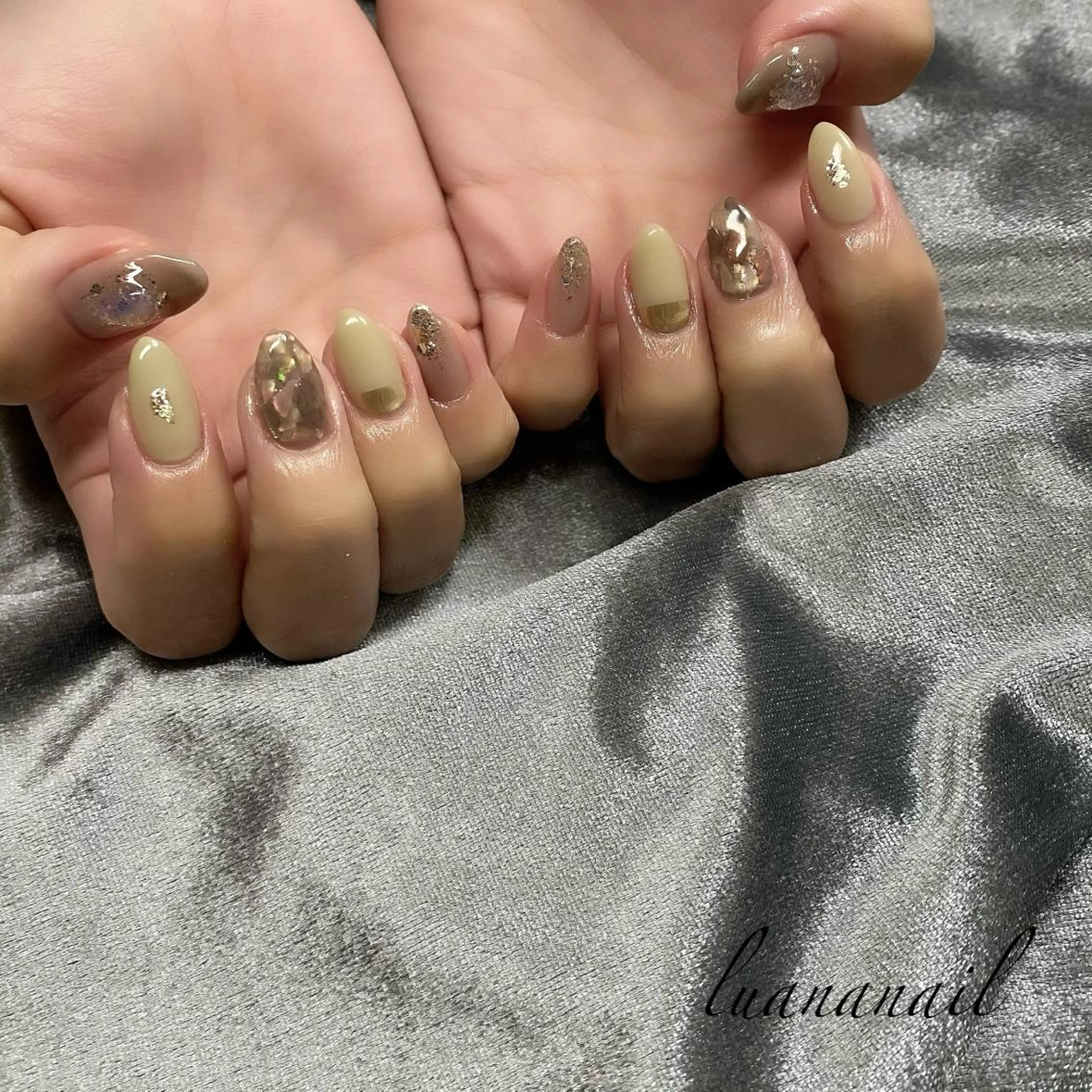 ネイル ピスタチオネイル 春ネイル ハンドネイル luana nailのネイルデザイン