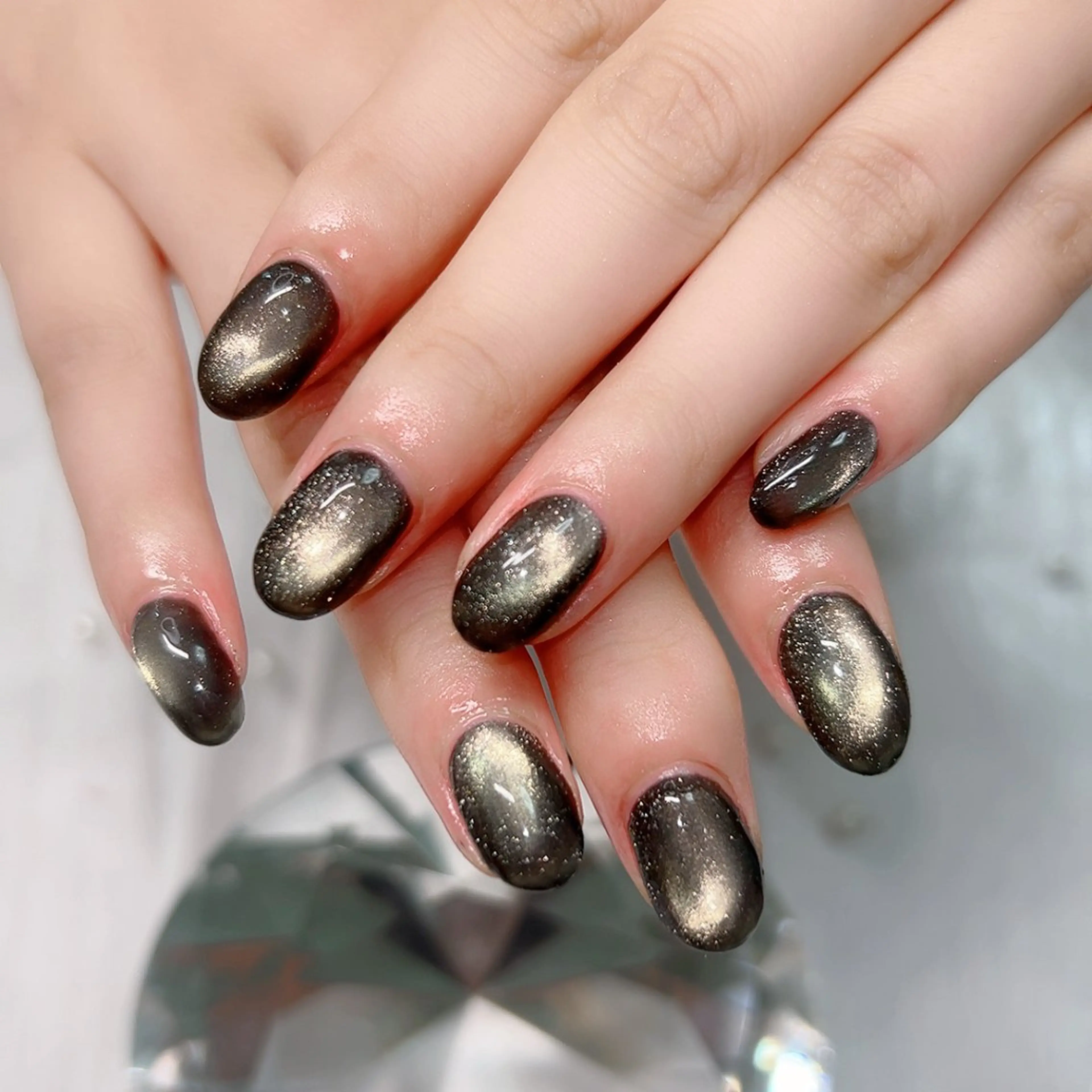 ネイル ラメ(グリッター) マグネットネイル ピンク シンプルネイル 夏ネイル ハンドネイル Cute Tips nailのネイルデザイン