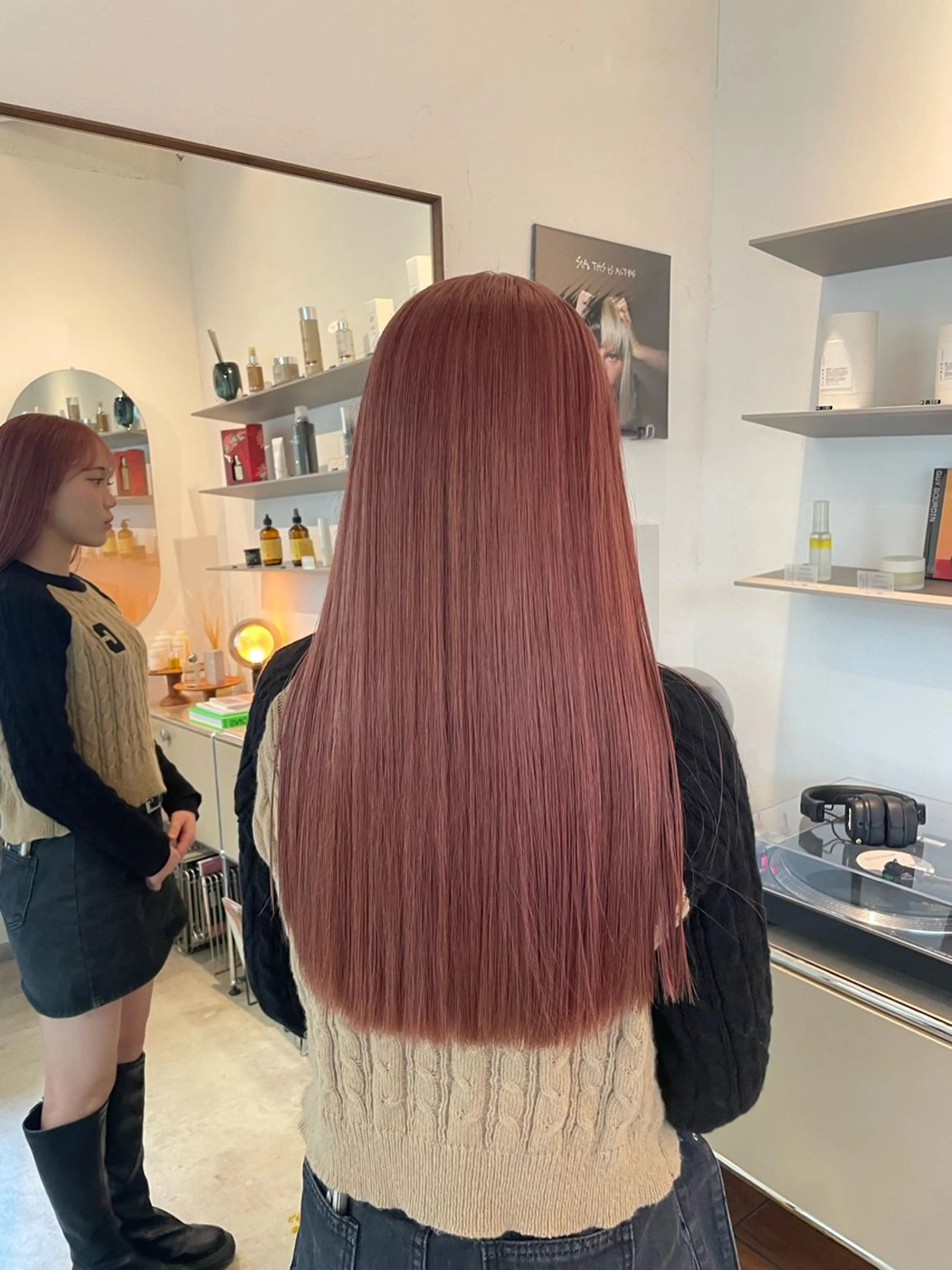 ロング カラー ベージュカラー ピンクカラー ピンクベージュ HITOMI 福岡パーマのヘアスタイル