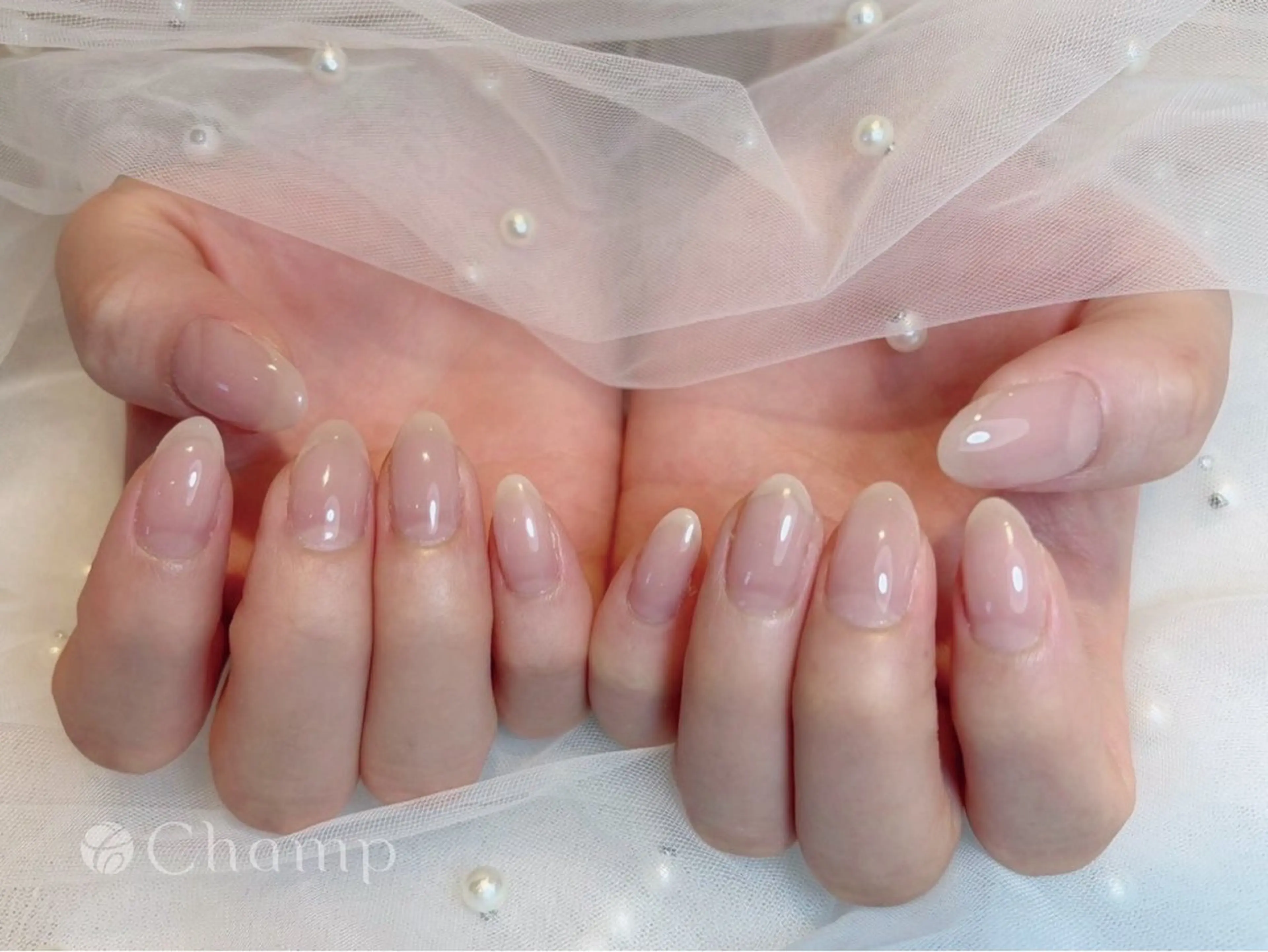 ネイル クリアネイル ピンク ピンクベージュ シンプルネイル ハンドネイル Champ瓢箪山店 つかもとのネイルデザイン