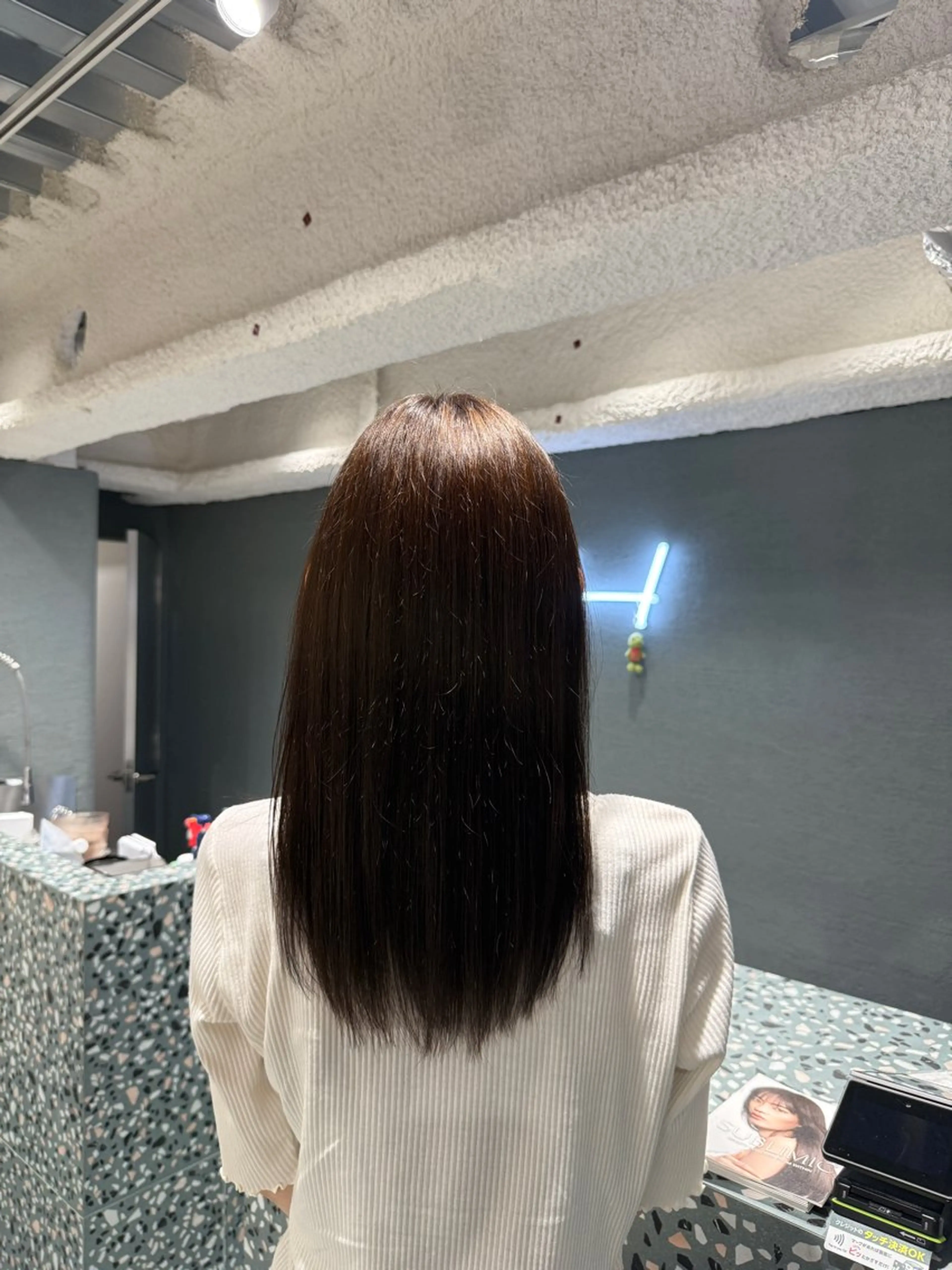 セミロング カラー せな立川レディース メンズカットモデルのヘアスタイル