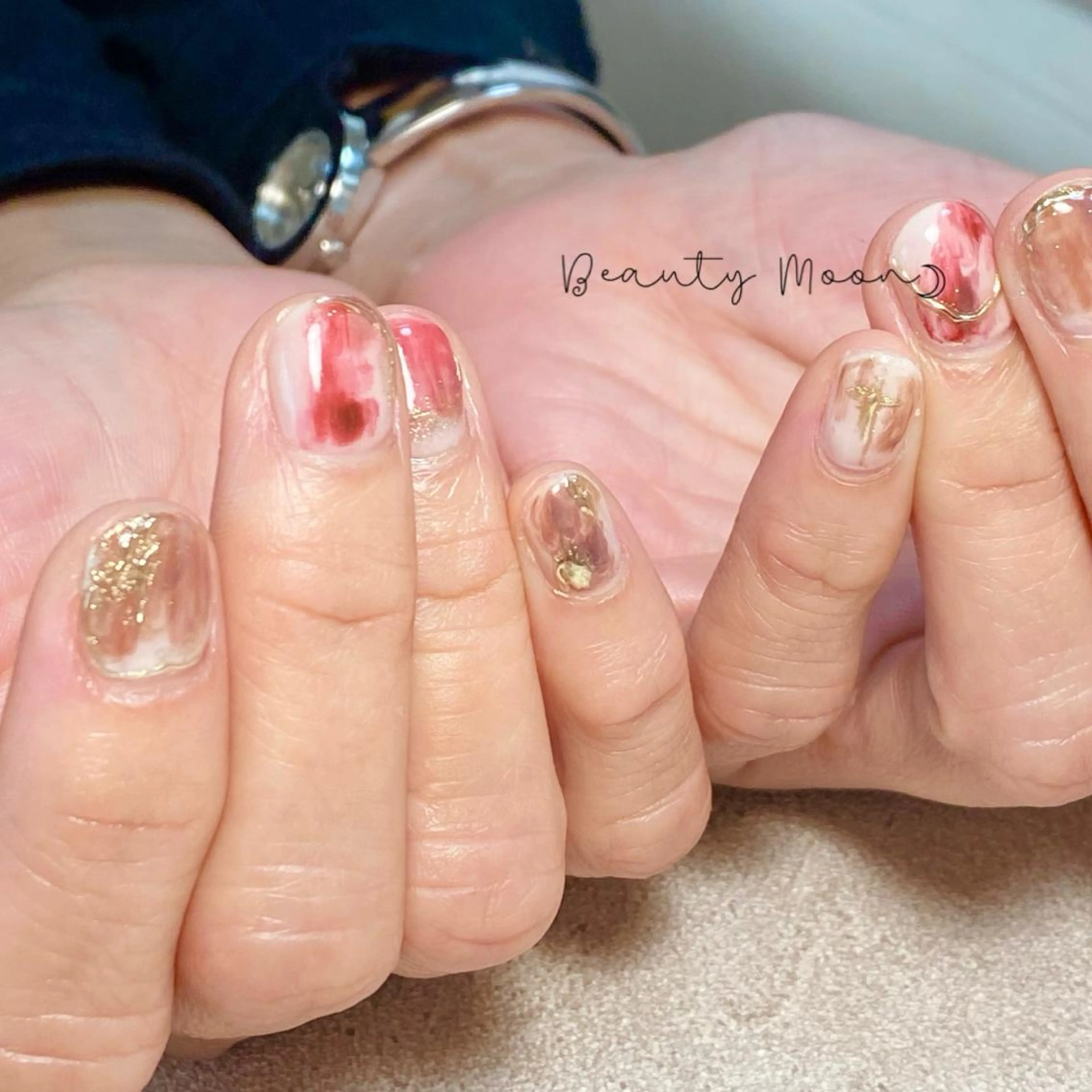 ネイル アートネイル ジェルネイル ハート 持ち込み パラジェル beauty ☪︎moonのネイルデザイン