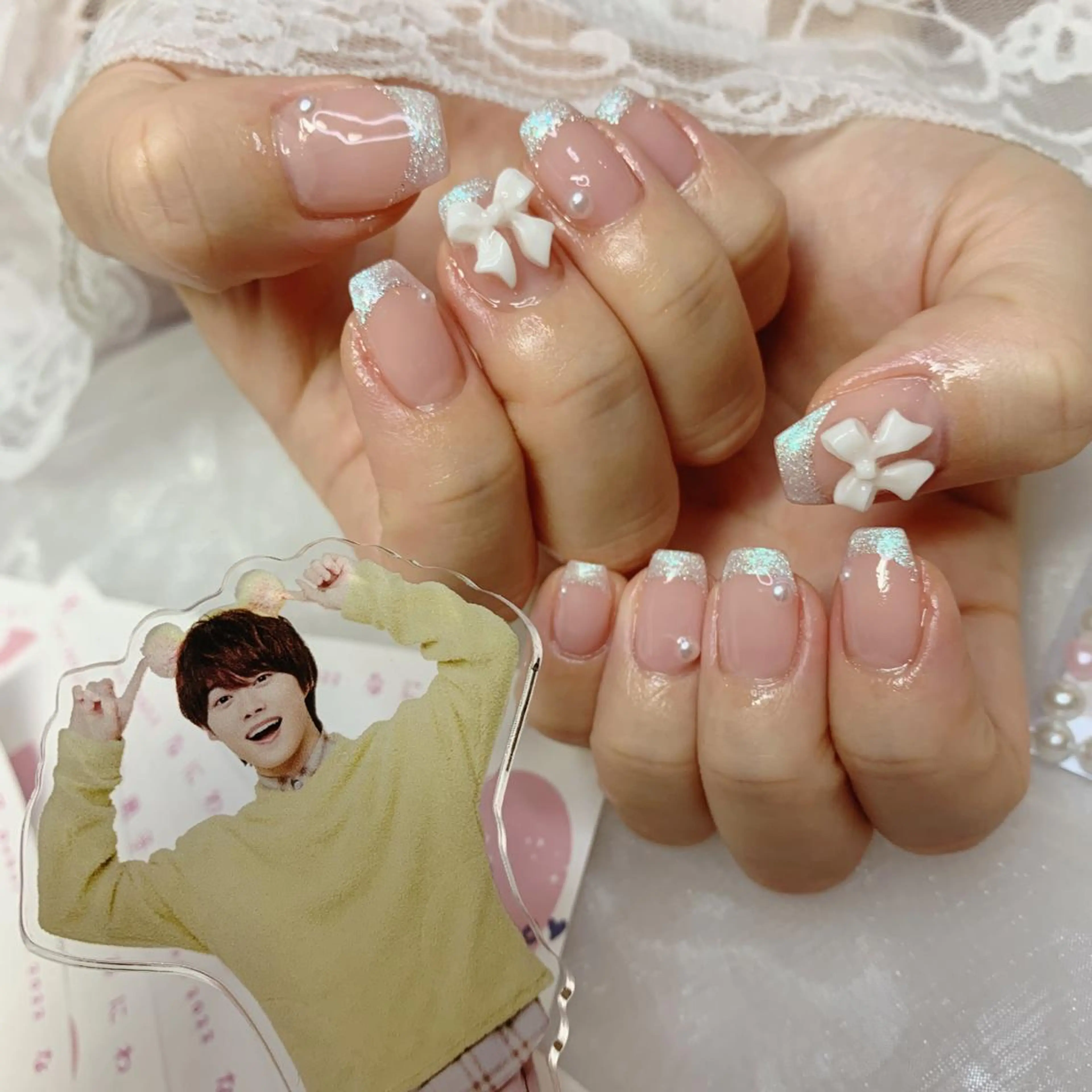 ネイル リボン ハンドネイル La neige* yuki 🥯🍑のネイルデザイン