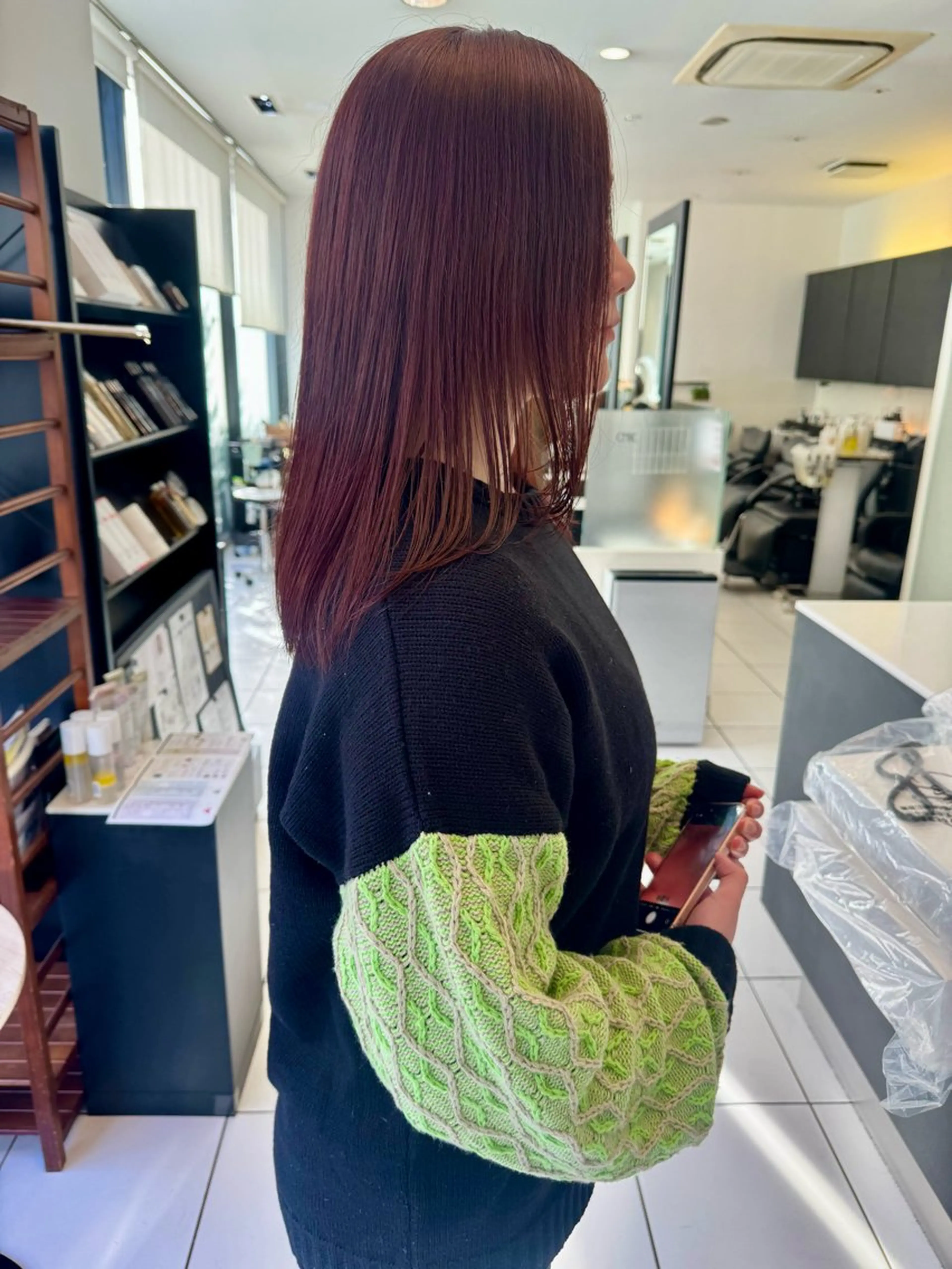 ミディアム YASU🍎CUT 赤系カラー/ヘアケアのヘアスタイル