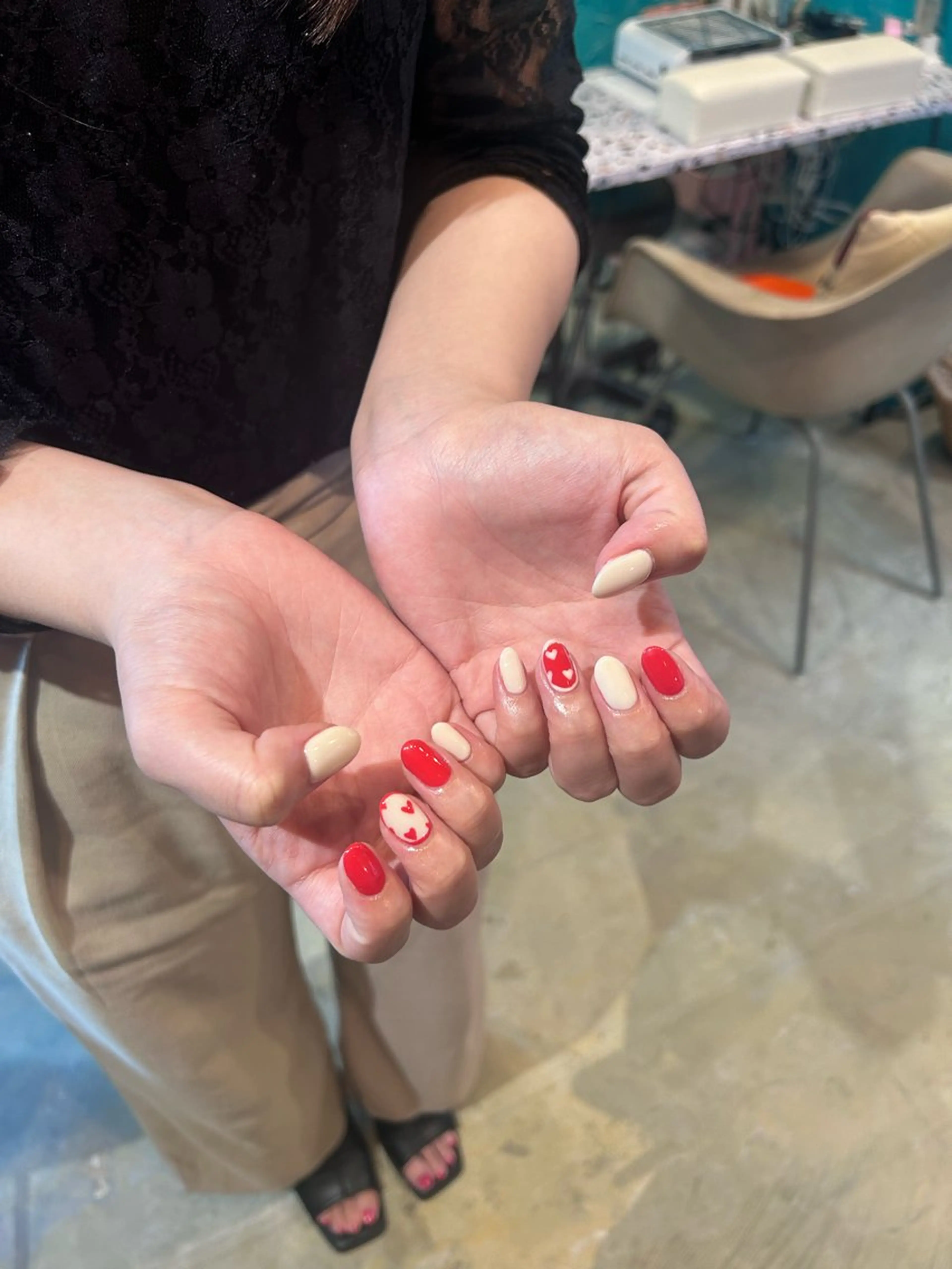 ネイル ハート キラキラオメメ みずなのネイルデザイン