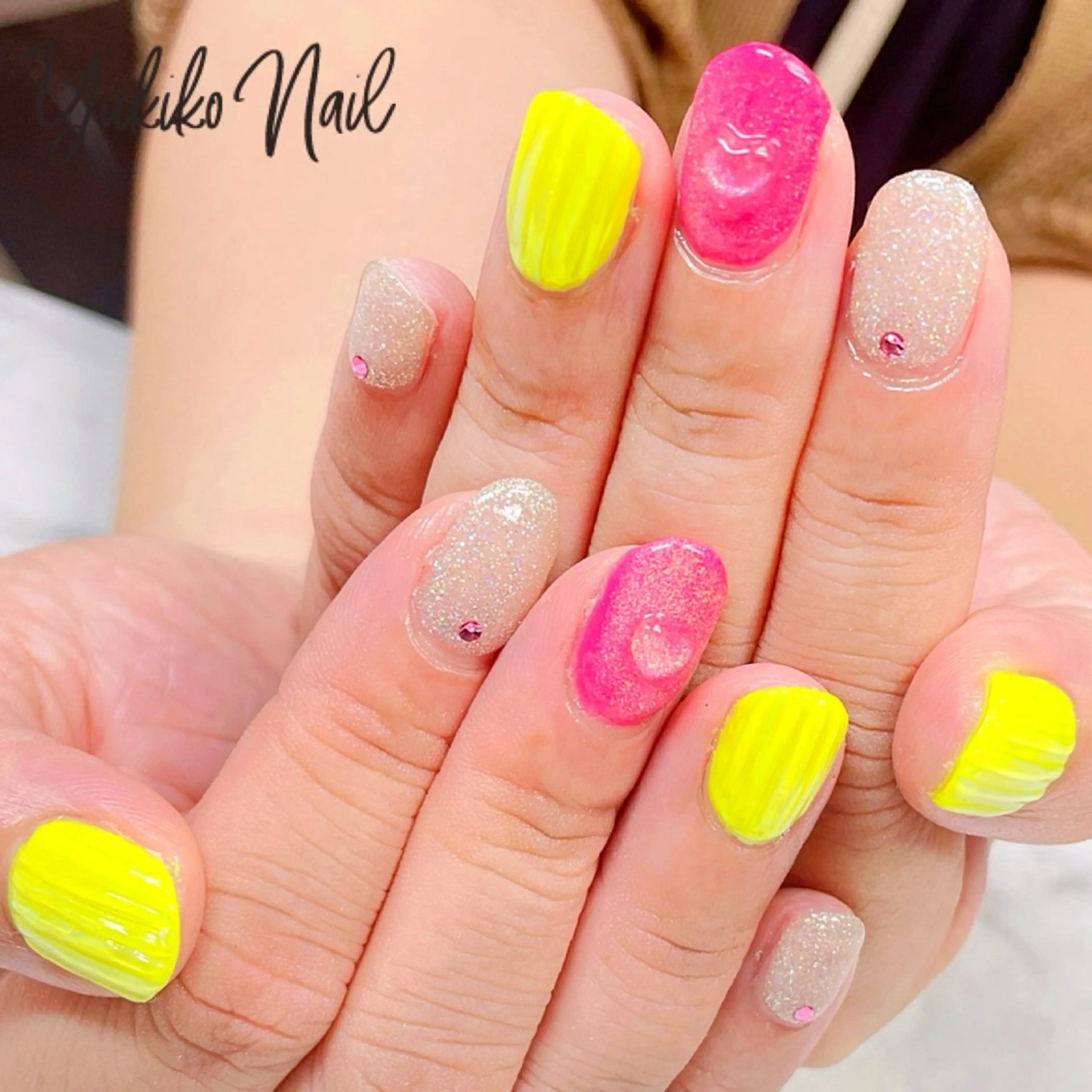 ネイル ハート マグネットネイル 夏ネイル ハンドネイル ユキコ ネイルのネイルデザイン