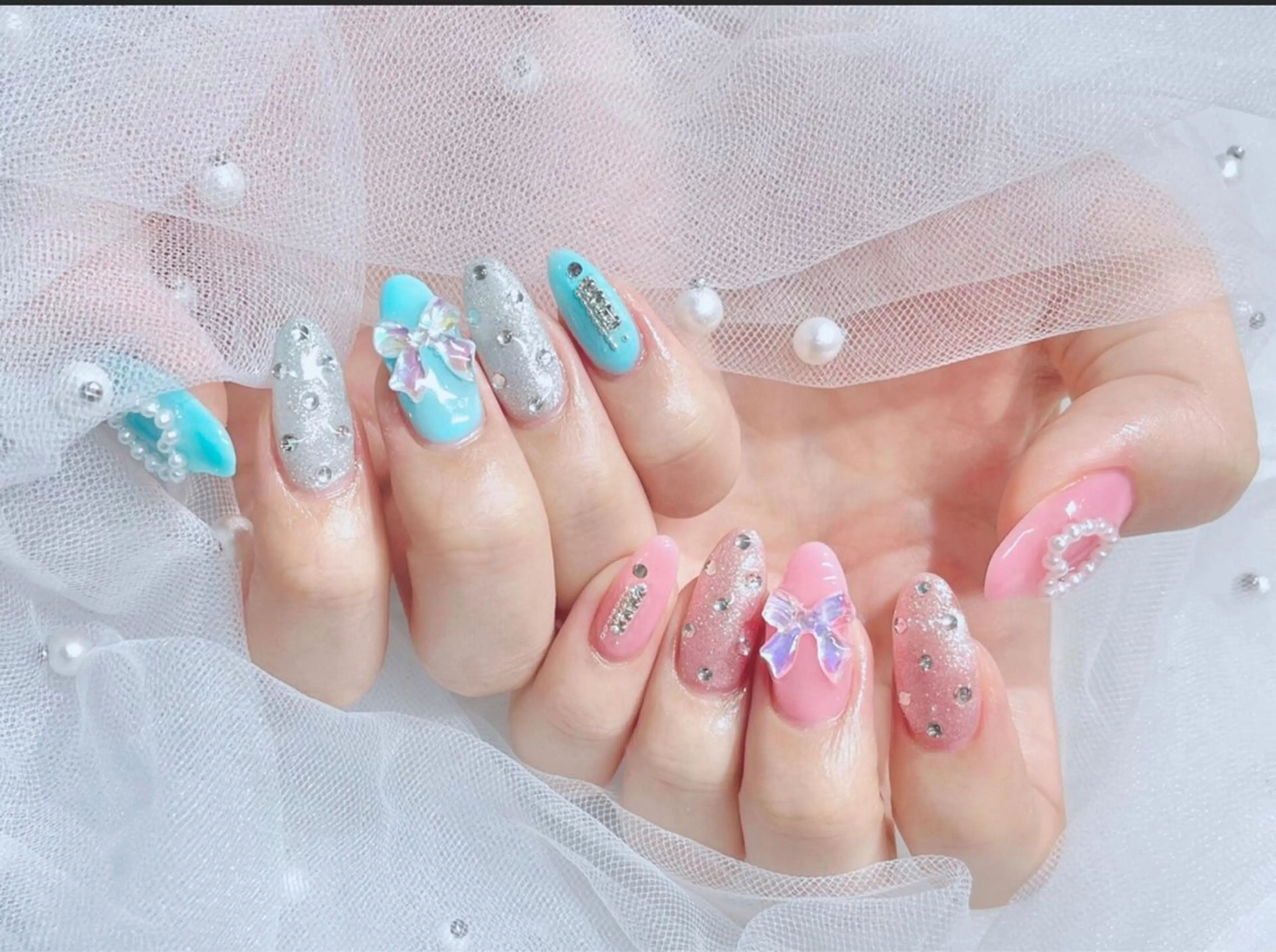 ネイル オーロラネイル 長さ出し フレンチネイル ジェルネイル マグネットネイル ハンドネイル ETERNA Nail 銀座店【パラジェル/フィルイン/チップ長さだし/マグネット/ニュアンス】所属・ア カリのネイルデザイン