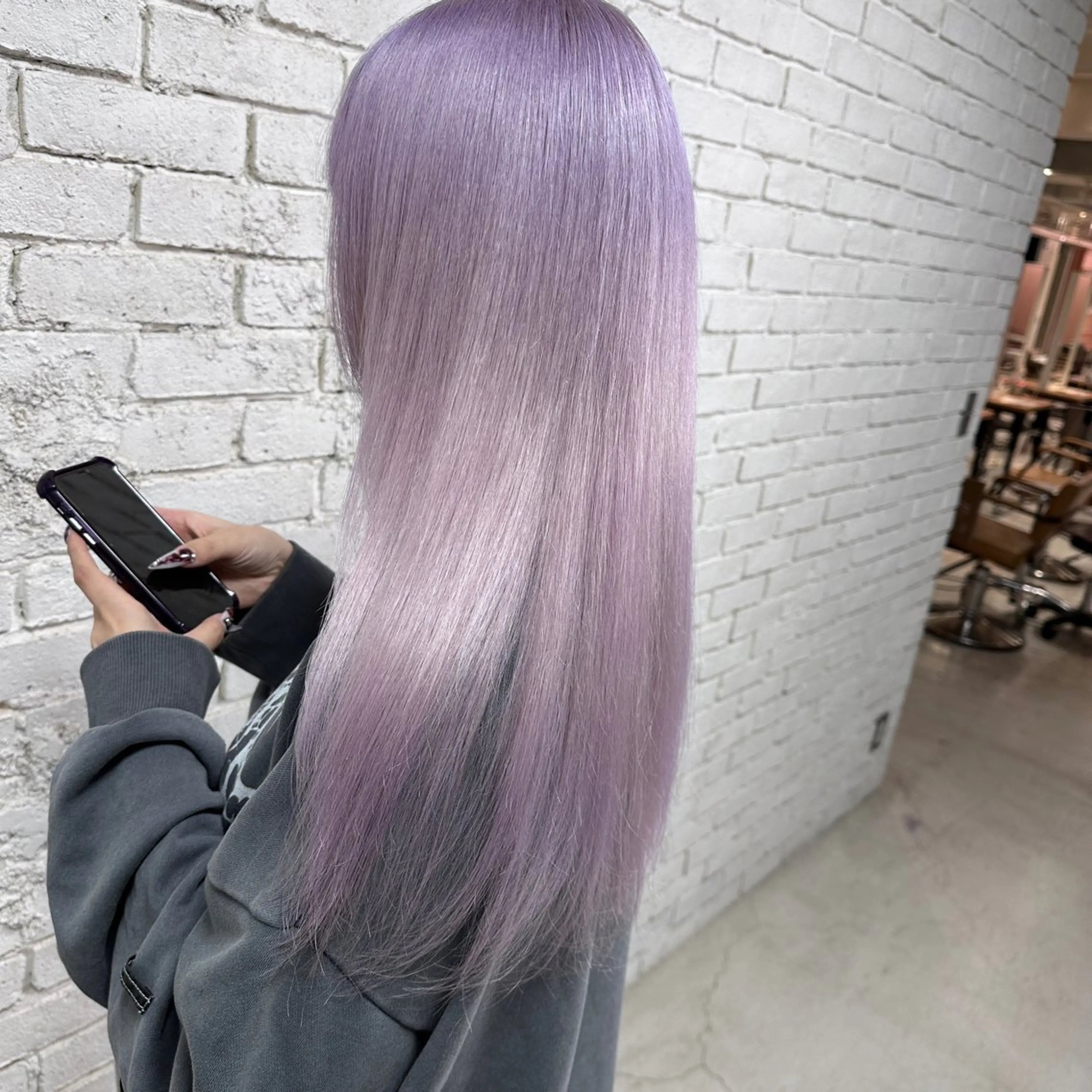 ロング カラー ベージュカラー ブリーチ ケアブリーチ ダブルカラー ハイトーンカラー カット ヘアカラー トリートメント レイヤーブリーチ特化 ホワイト専門/岸のヘアスタイル