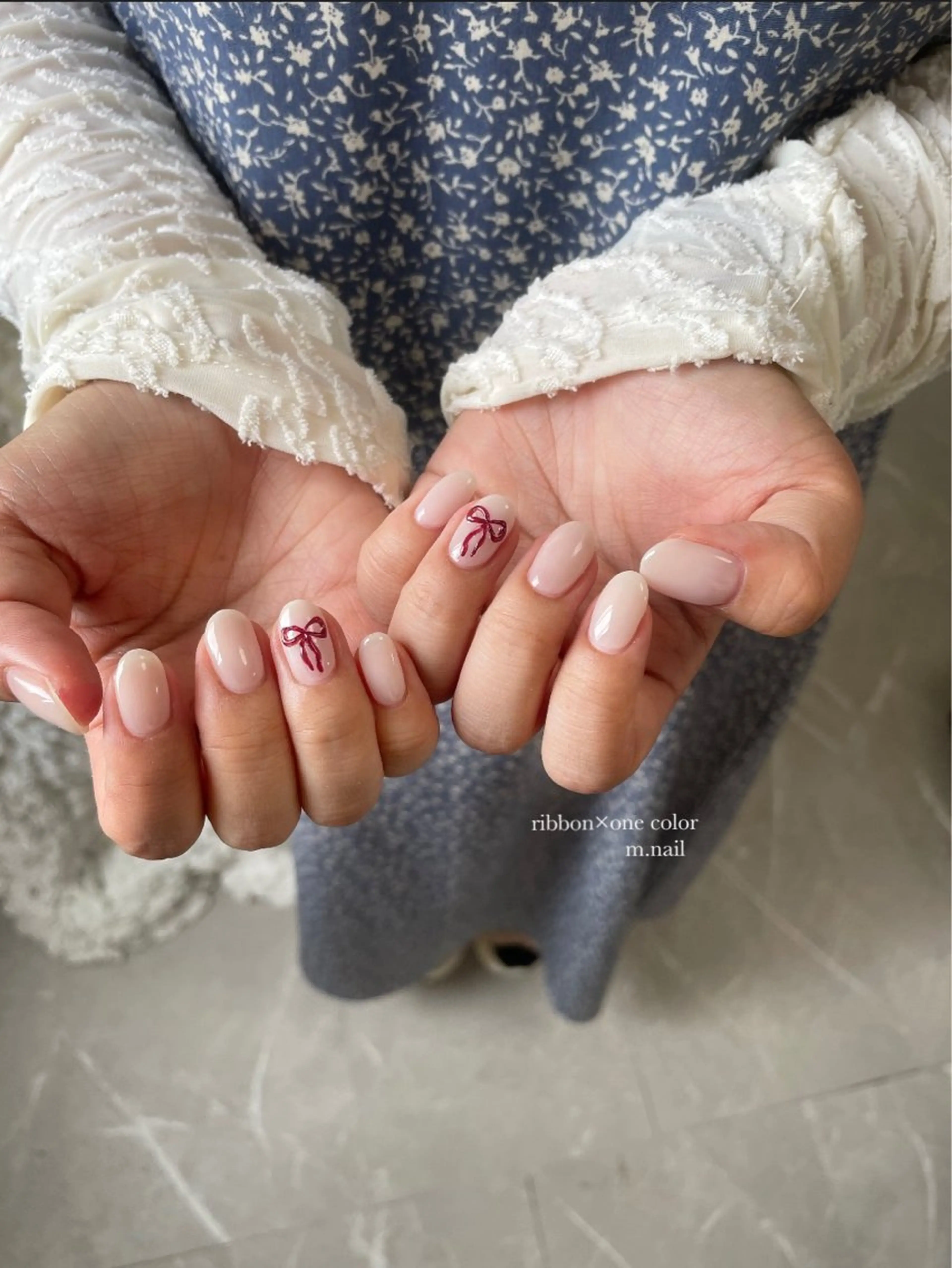 ネイル オーロラネイル フレンチネイル ガラスフレンチ 韓国ネイル マグネットネイル ハンドネイル m.nail salonのネイルデザイン