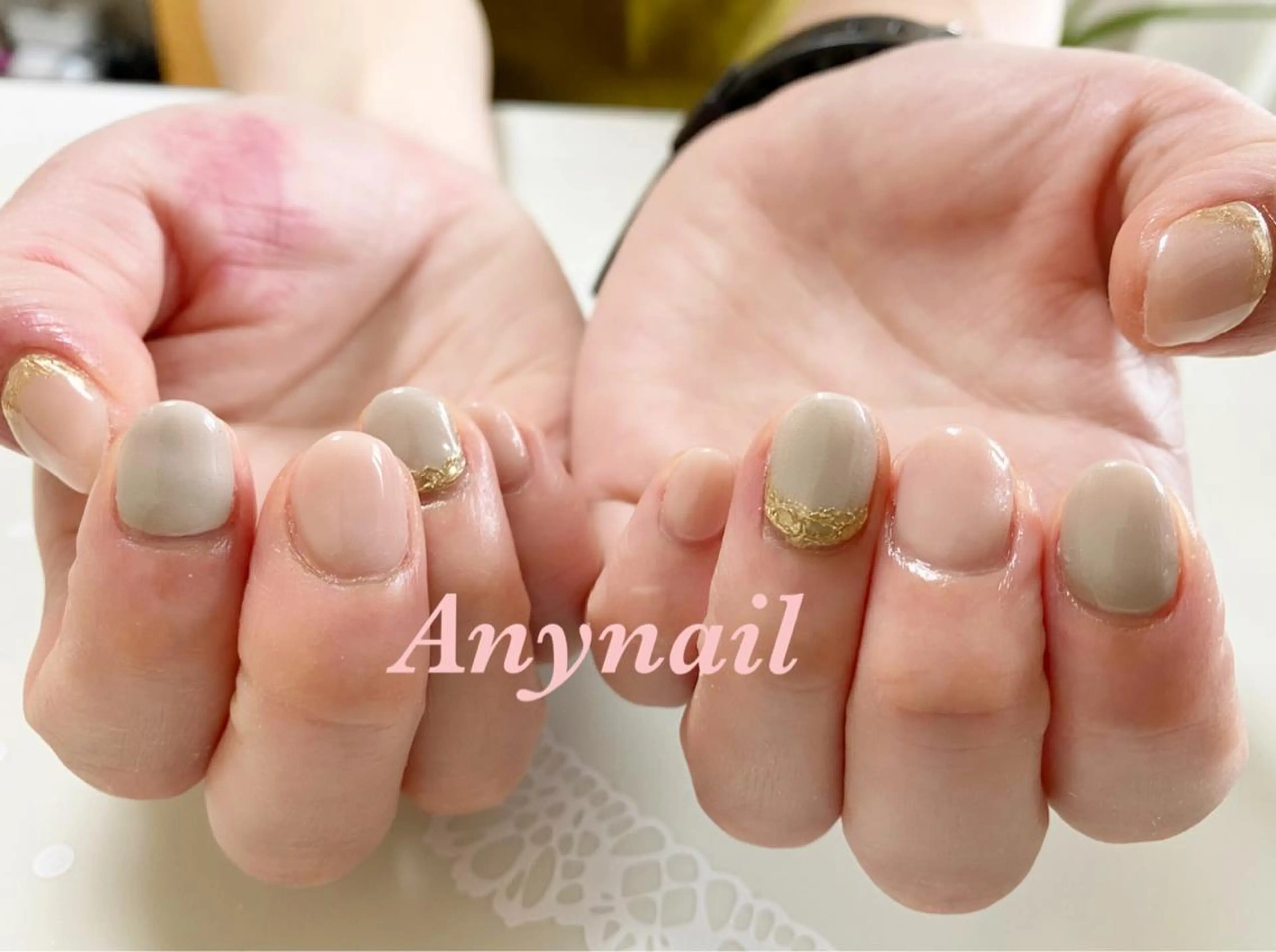 ネイル アートネイル ブルー ゴールド ミラーネイル ワンカラーネイル 岩澤 恵子のネイルデザイン