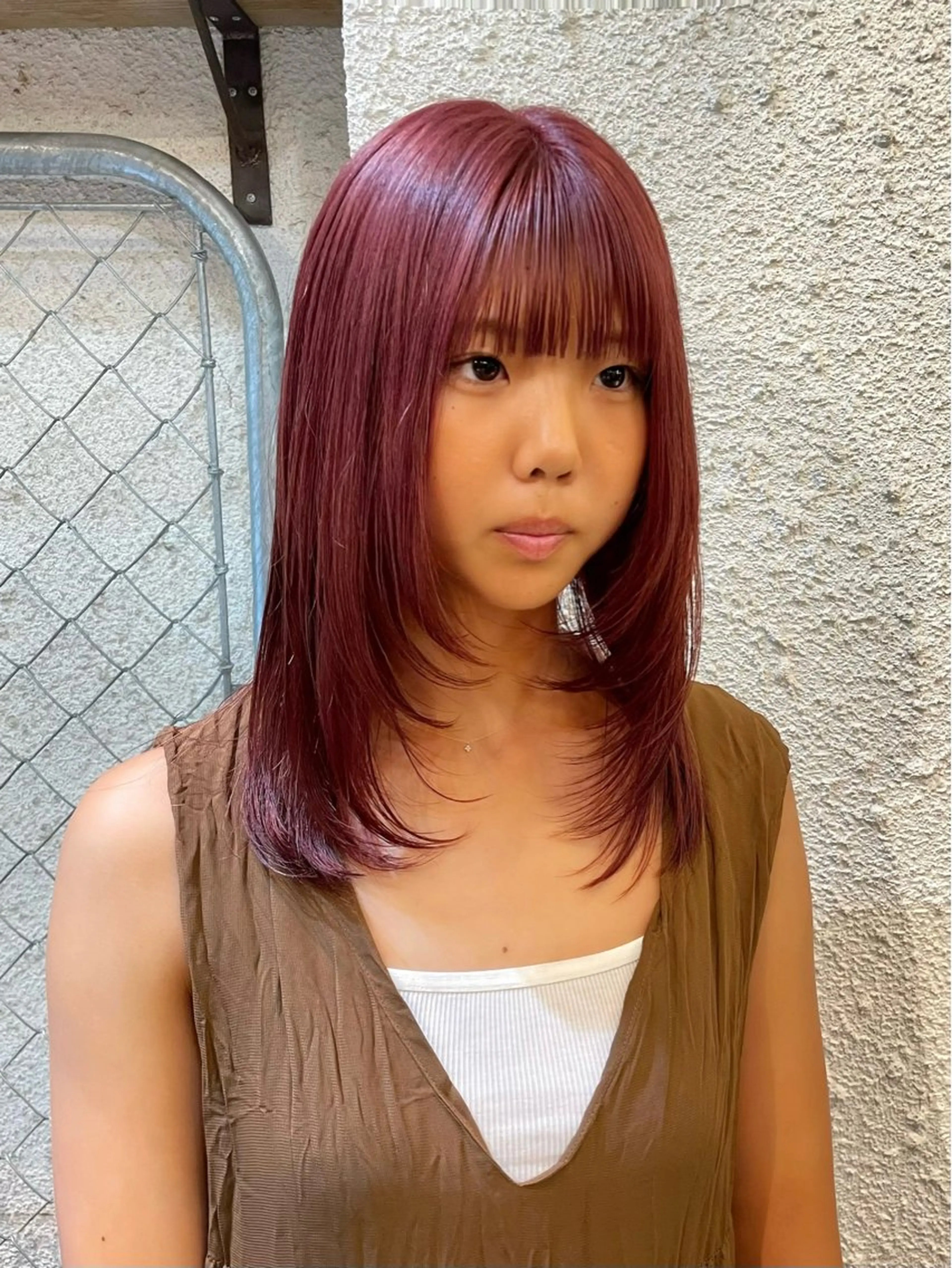 セミロング カラー レッドカラー 顔まわりレイヤー レイヤーカット カット ヘアカラー トリートメント ヘッドスパ ヘアセット 〽️magico/ ウルフDaiki〽️のヘアスタイル