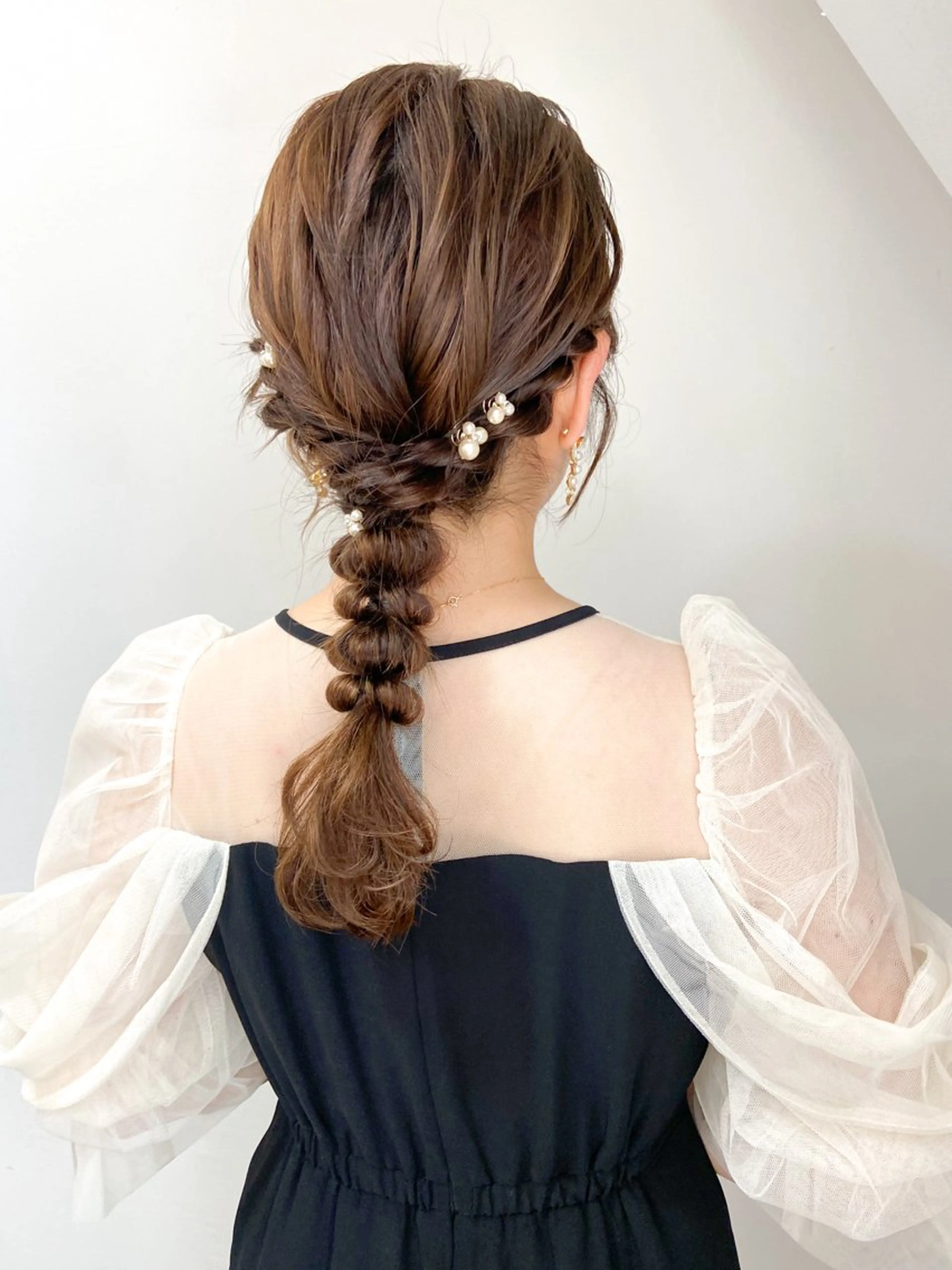 セミロング カラー ヘアアレンジ 簡単アレンジ 玉ねぎヘアー 🌼memoto 東三国店🌼のマツエク・マツパデザイン